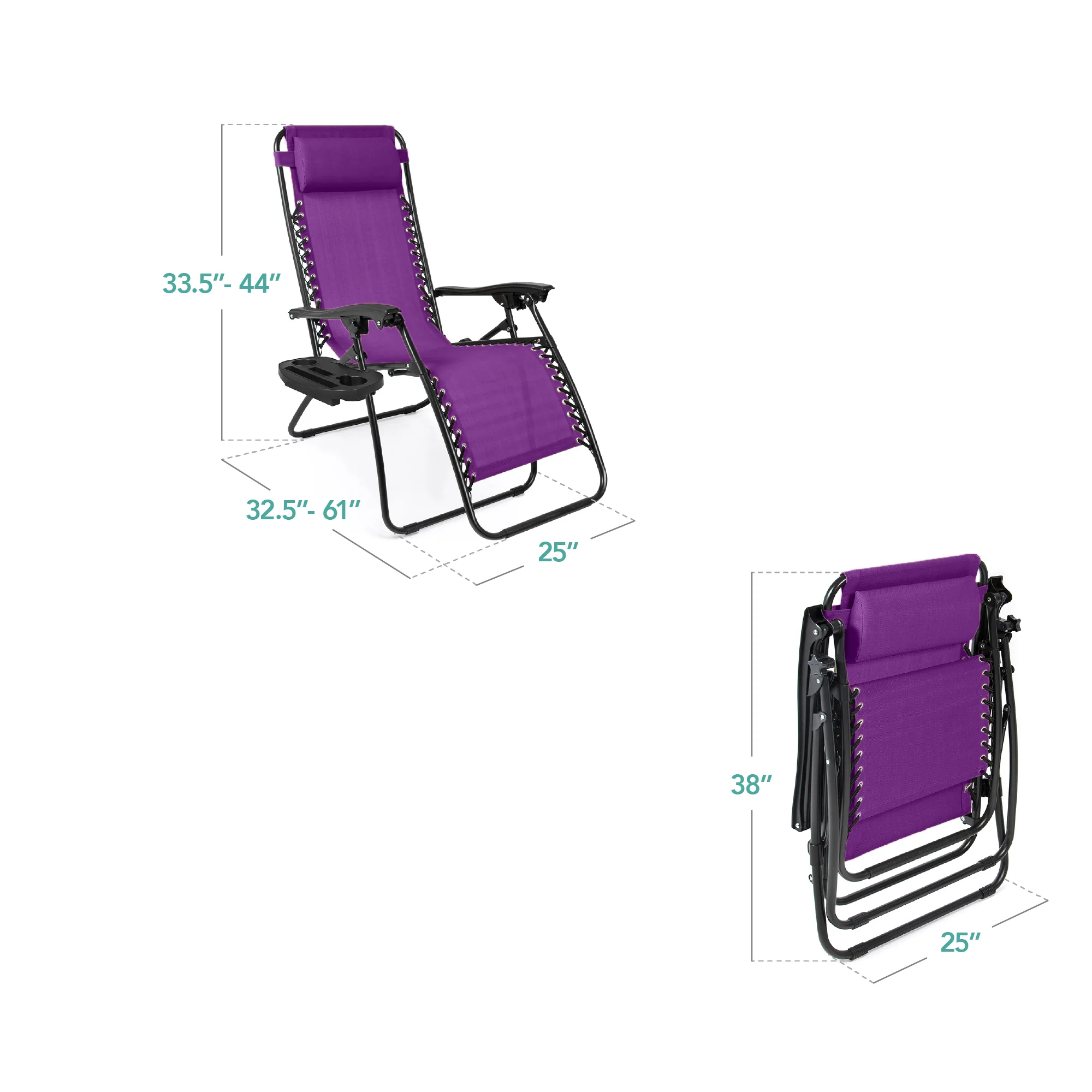 Set of 2 Adjustable Zero Gravity Patio Chair Recliners w/ Cup Holders - Image 210