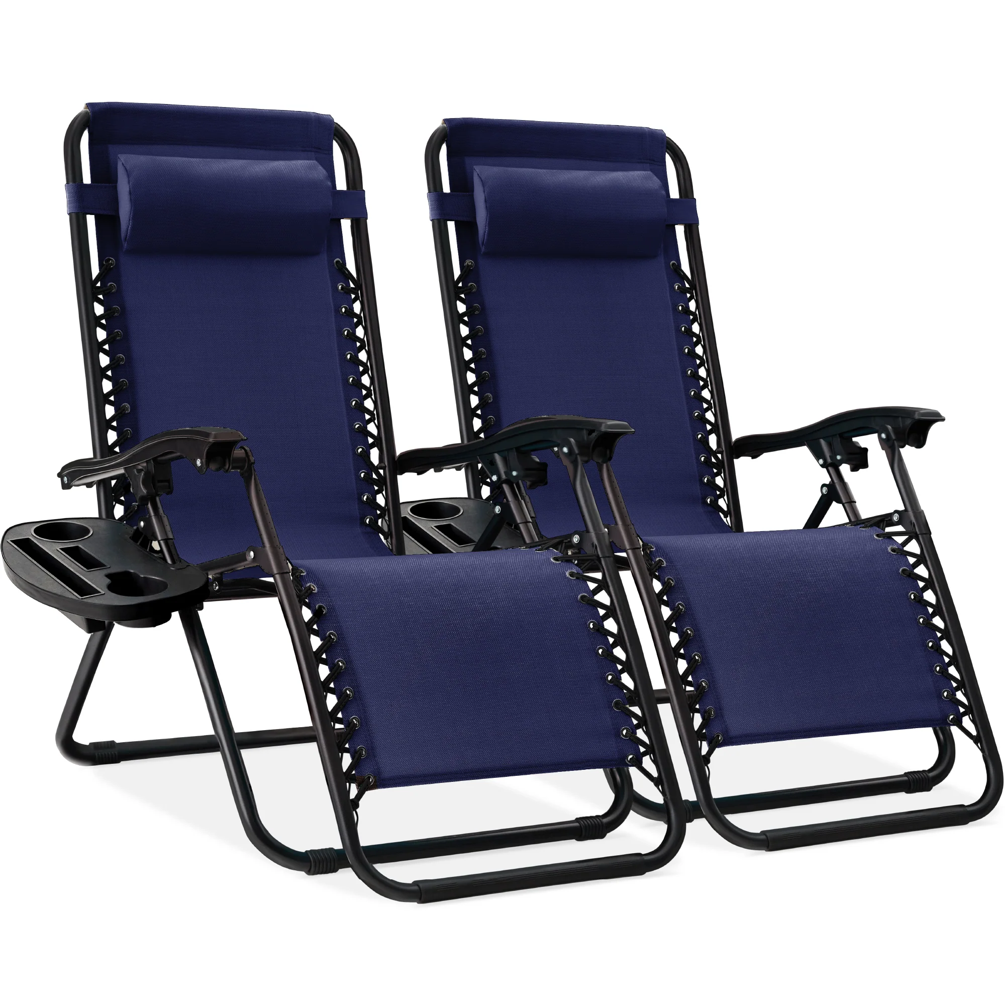Set of 2 Adjustable Zero Gravity Patio Chair Recliners w/ Cup Holders - Image 213