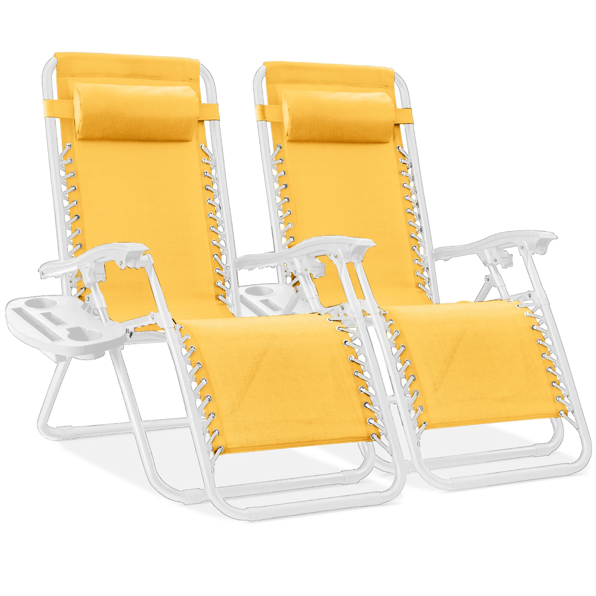 Set of 2 Adjustable Zero Gravity Patio Chair Recliners w/ Cup Holders - Image 25