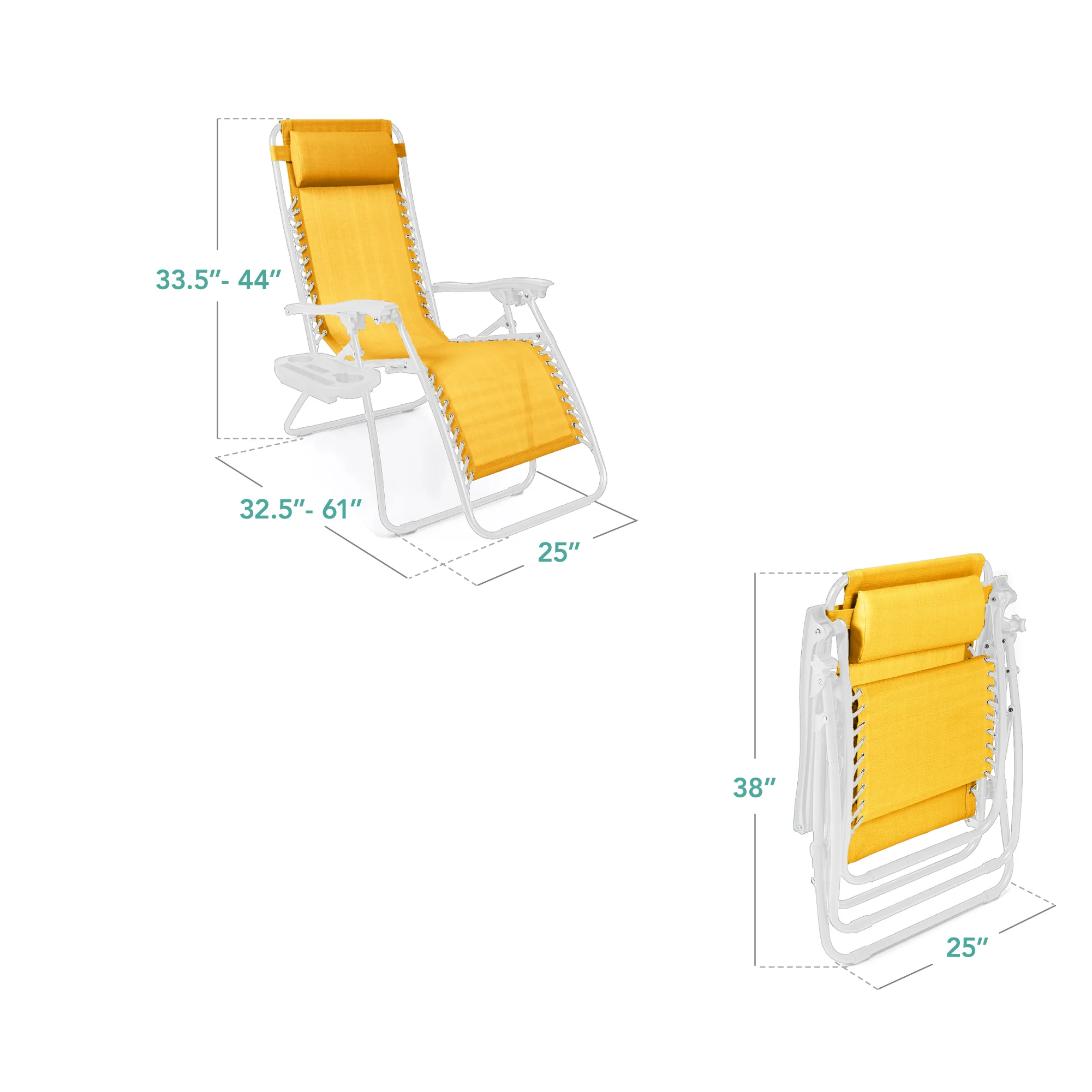 Set of 2 Adjustable Zero Gravity Patio Chair Recliners w/ Cup Holders - Image 26
