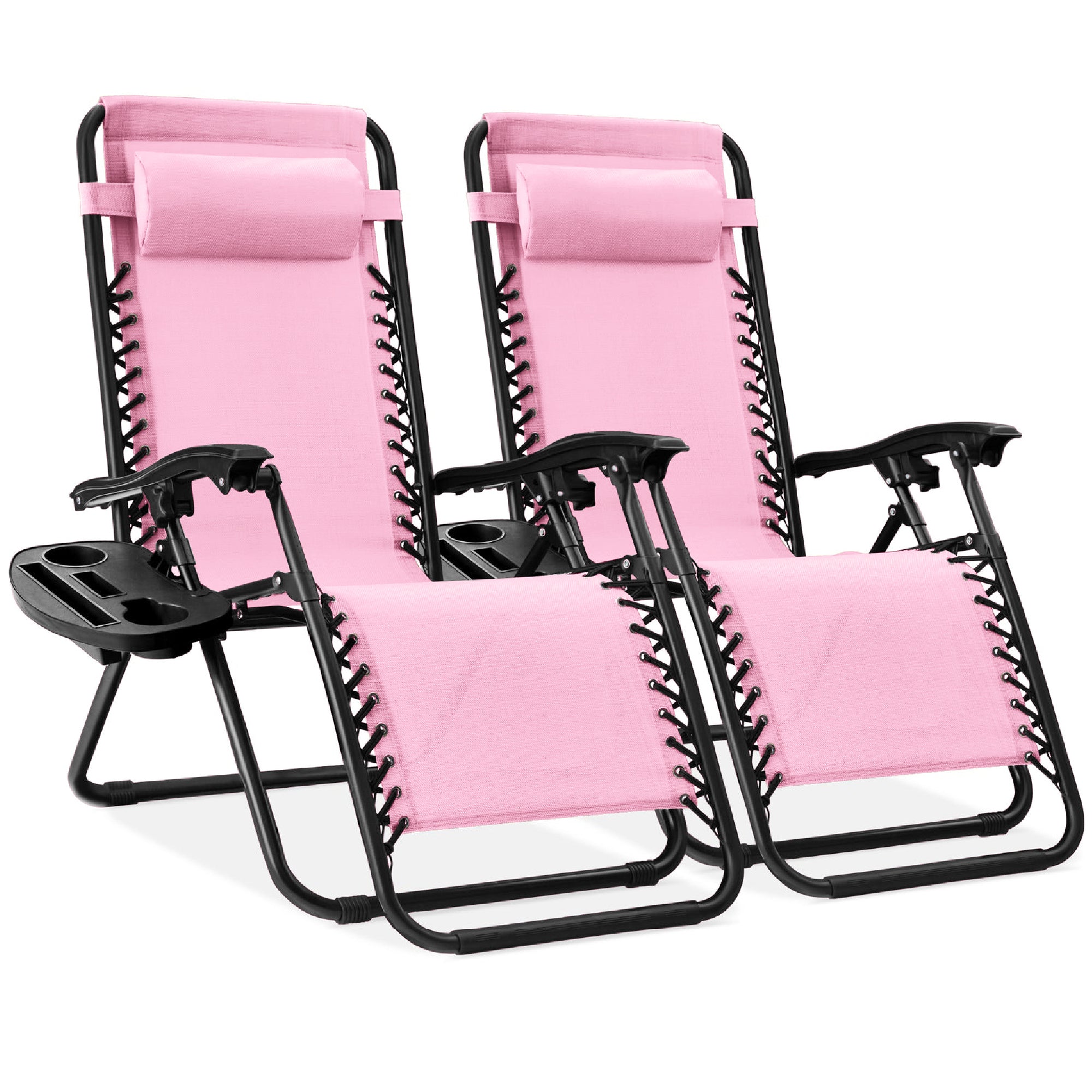 Set of 2 Adjustable Zero Gravity Patio Chair Recliners w/ Cup Holders - Image 29