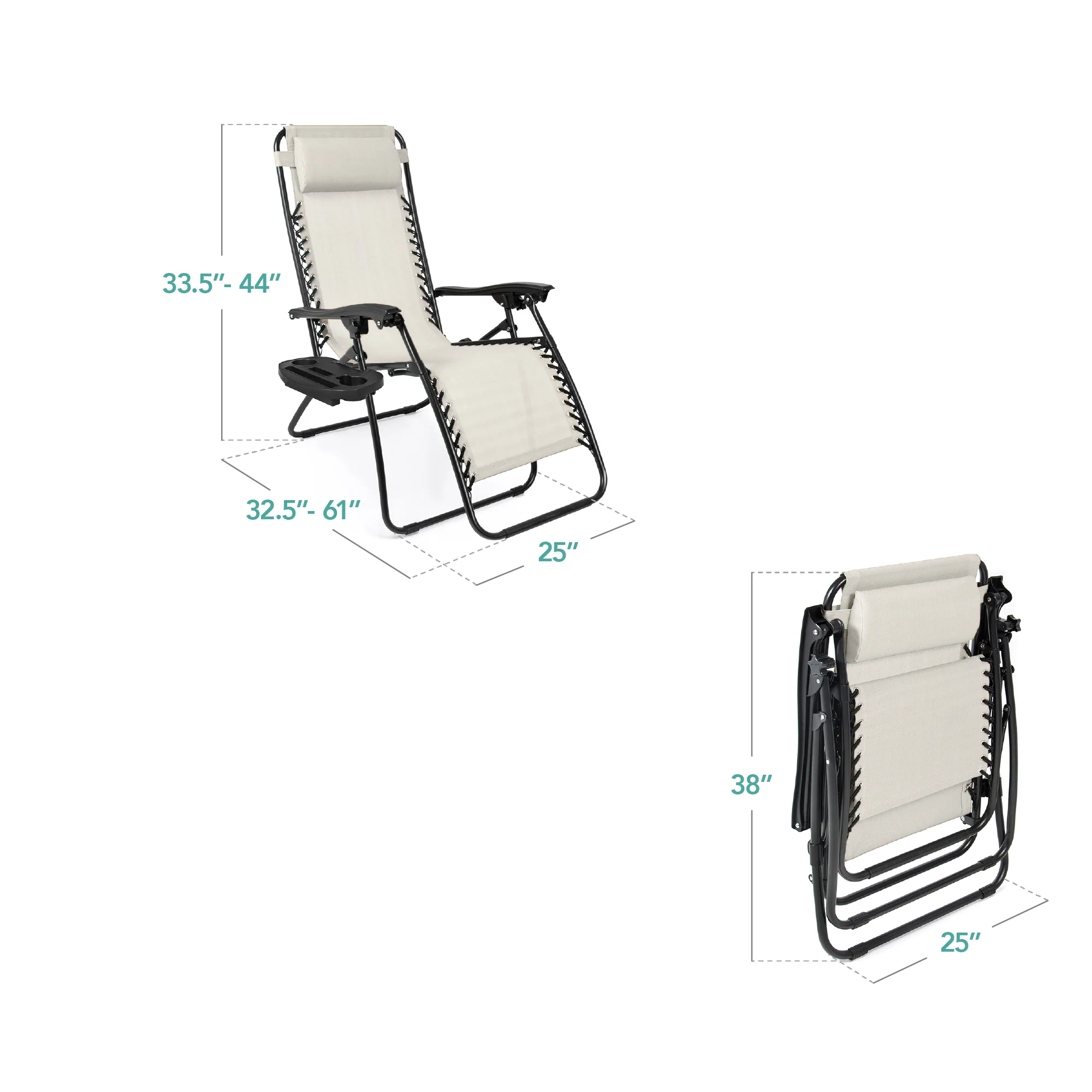 Set of 2 Adjustable Zero Gravity Patio Chair Recliners w/ Cup Holders - Image 34