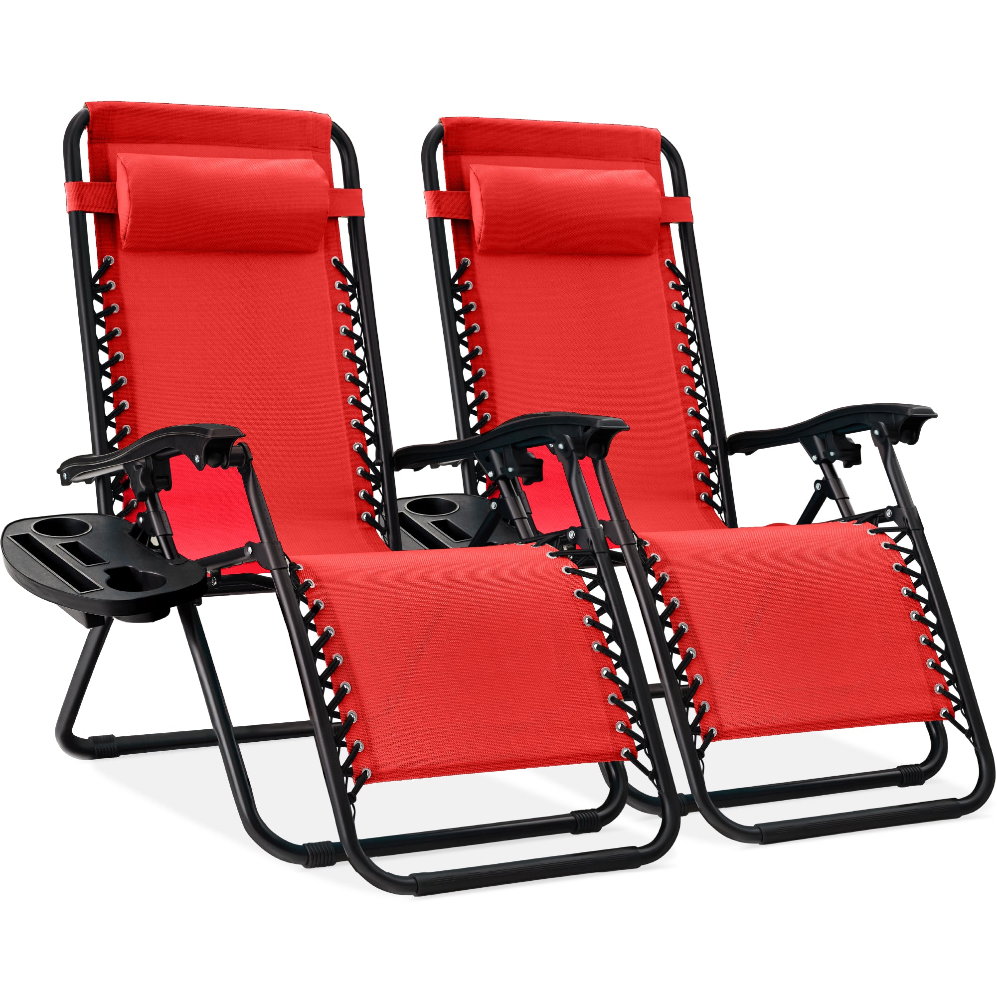 Set of 2 Adjustable Zero Gravity Patio Chair Recliners w/ Cup Holders - Image 37