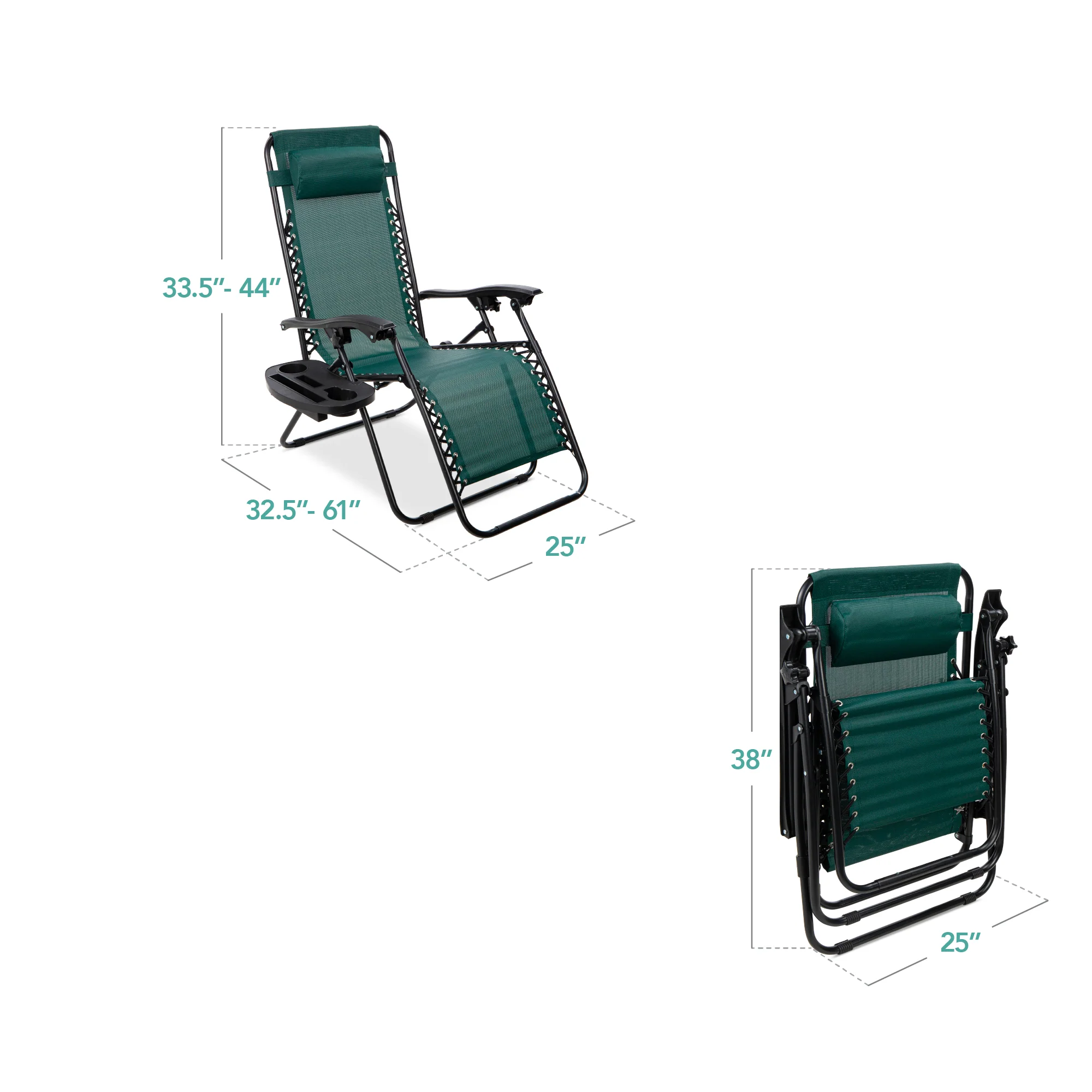 Set of 2 Adjustable Zero Gravity Patio Chair Recliners w/ Cup Holders - Image 42
