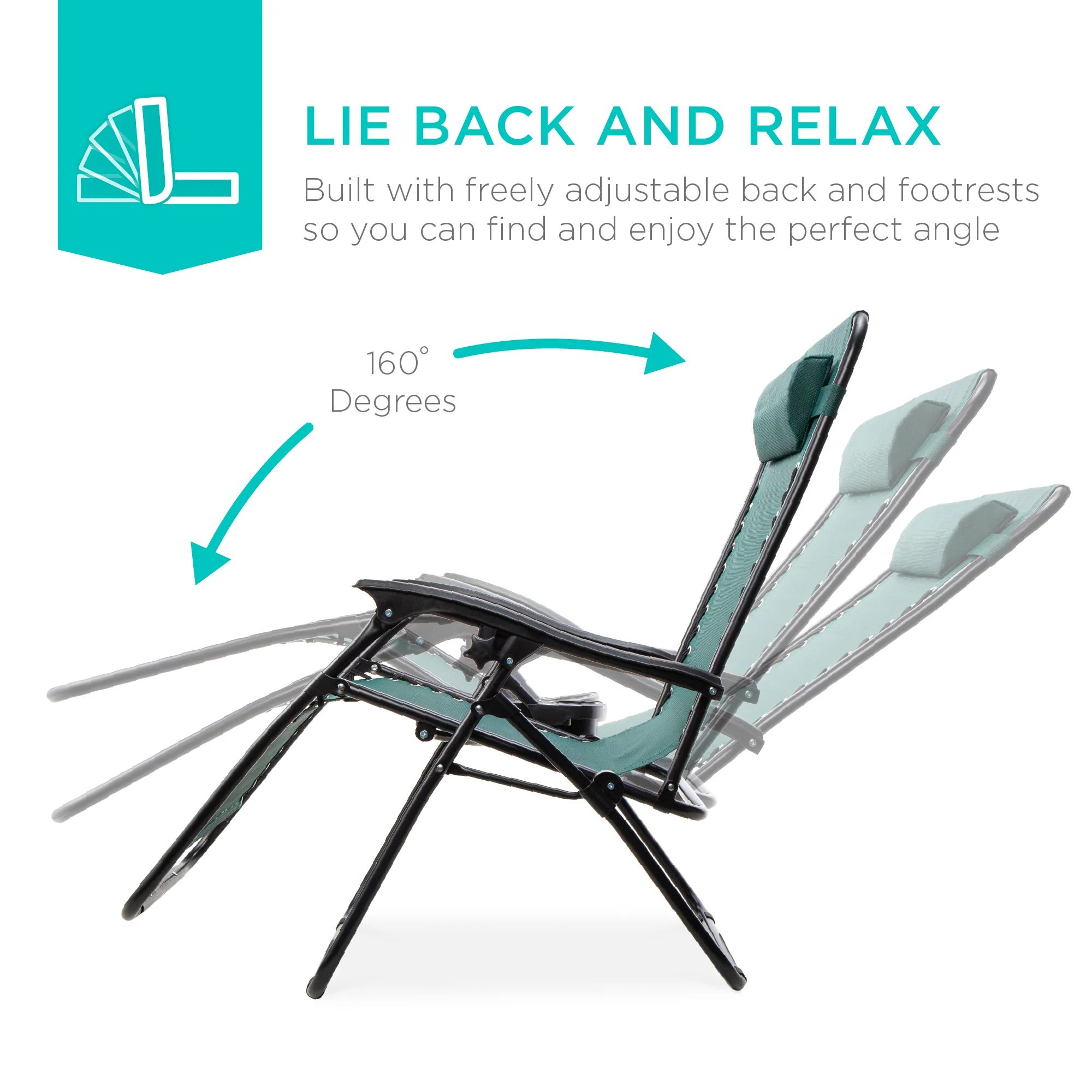 Set of 2 Adjustable Zero Gravity Patio Chair Recliners w/ Cup Holders - Image 43