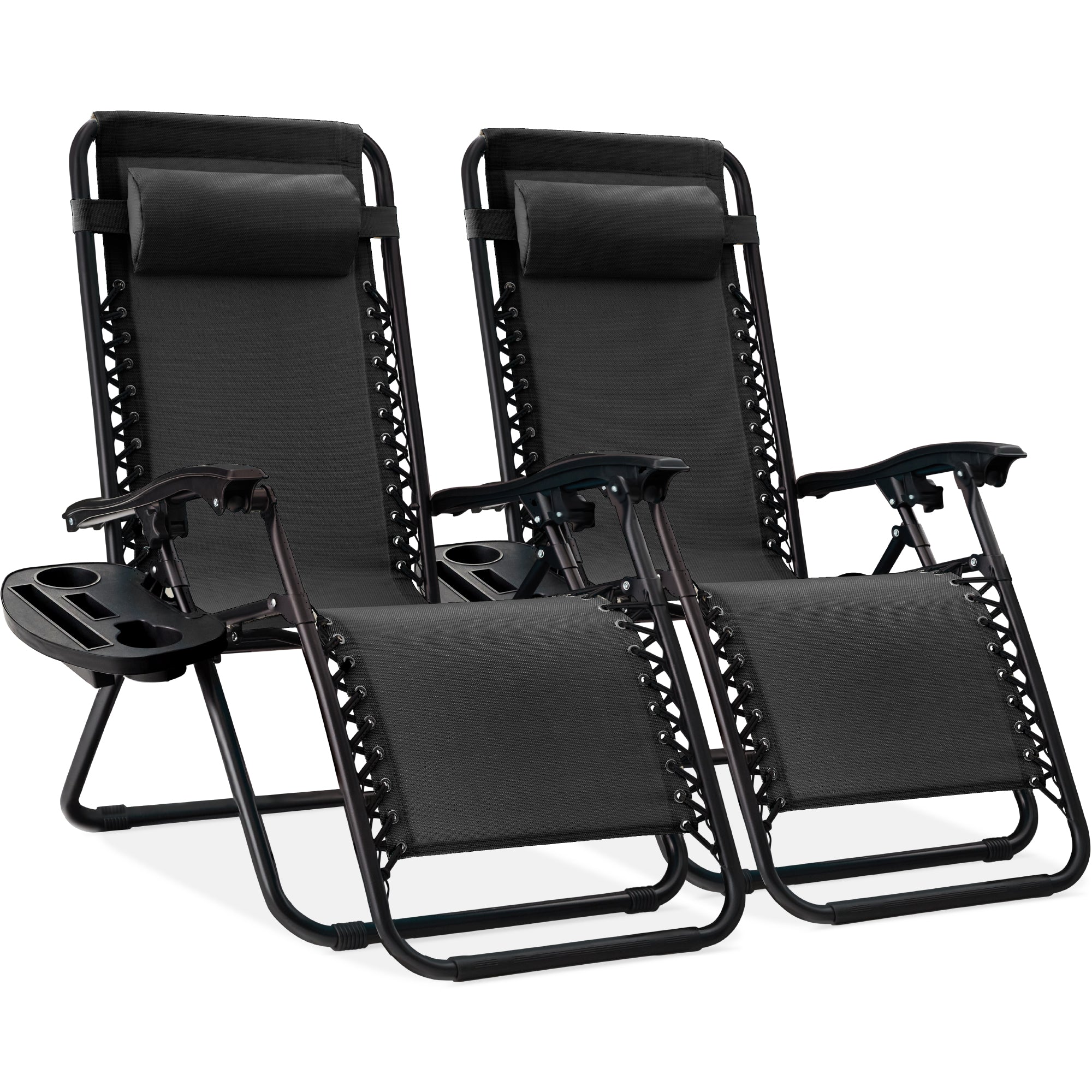 Set of 2 Adjustable Zero Gravity Patio Chair Recliners w/ Cup Holders - Image 45
