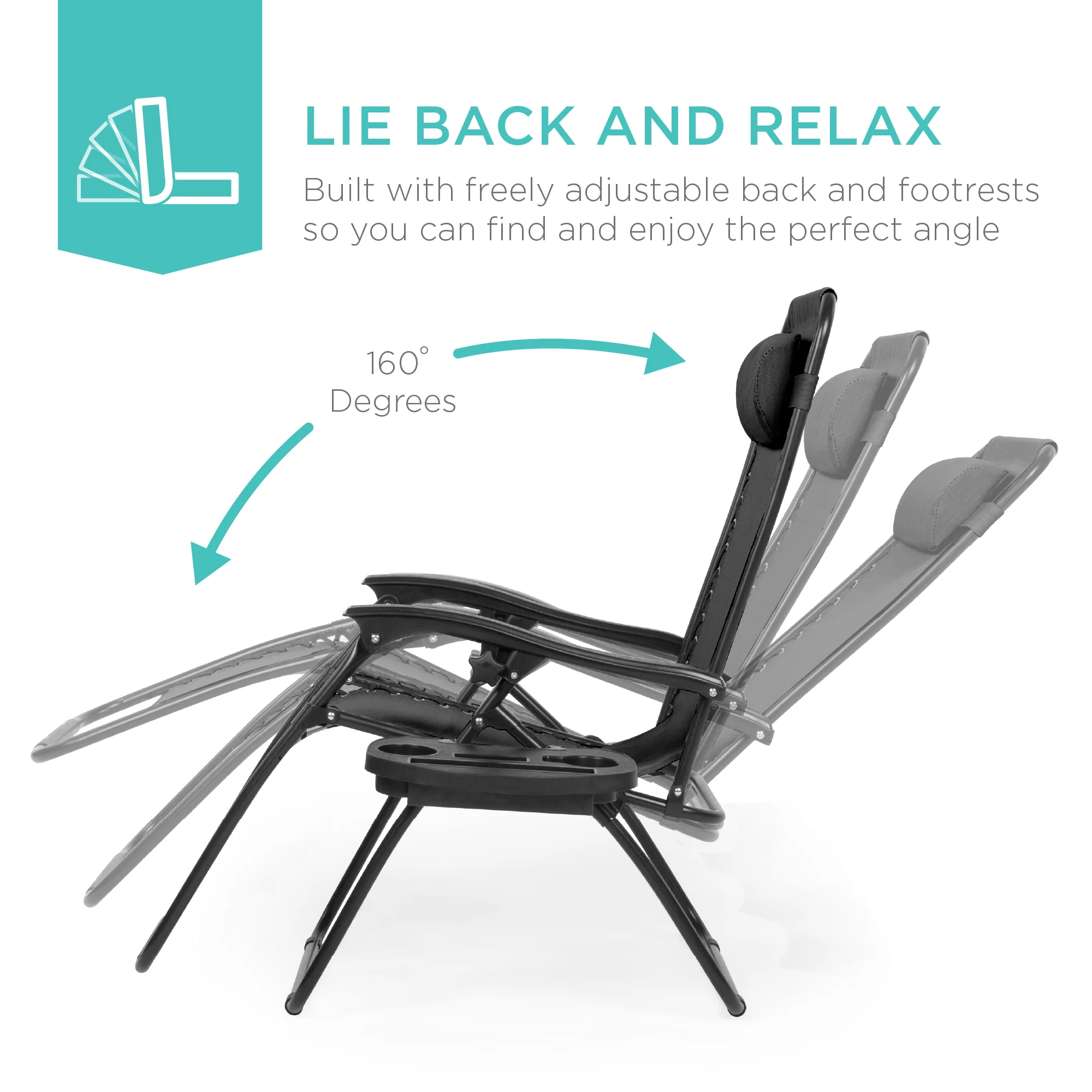 Set of 2 Adjustable Zero Gravity Patio Chair Recliners w/ Cup Holders - Image 47