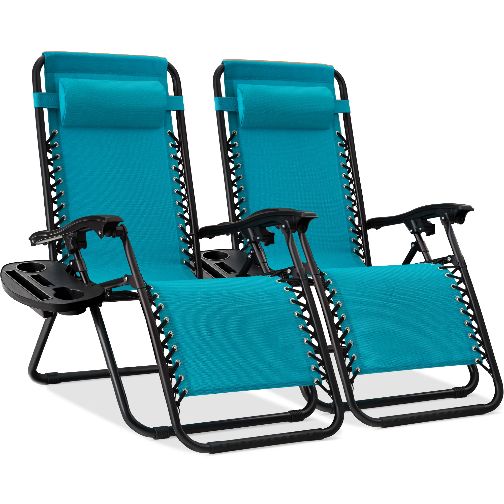 Set of 2 Adjustable Zero Gravity Patio Chair Recliners w/ Cup Holders - Image 5