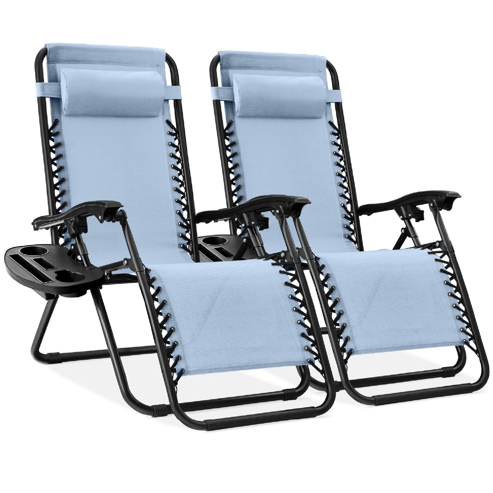 Set of 2 Adjustable Zero Gravity Patio Chair Recliners w/ Cup Holders - Image 53
