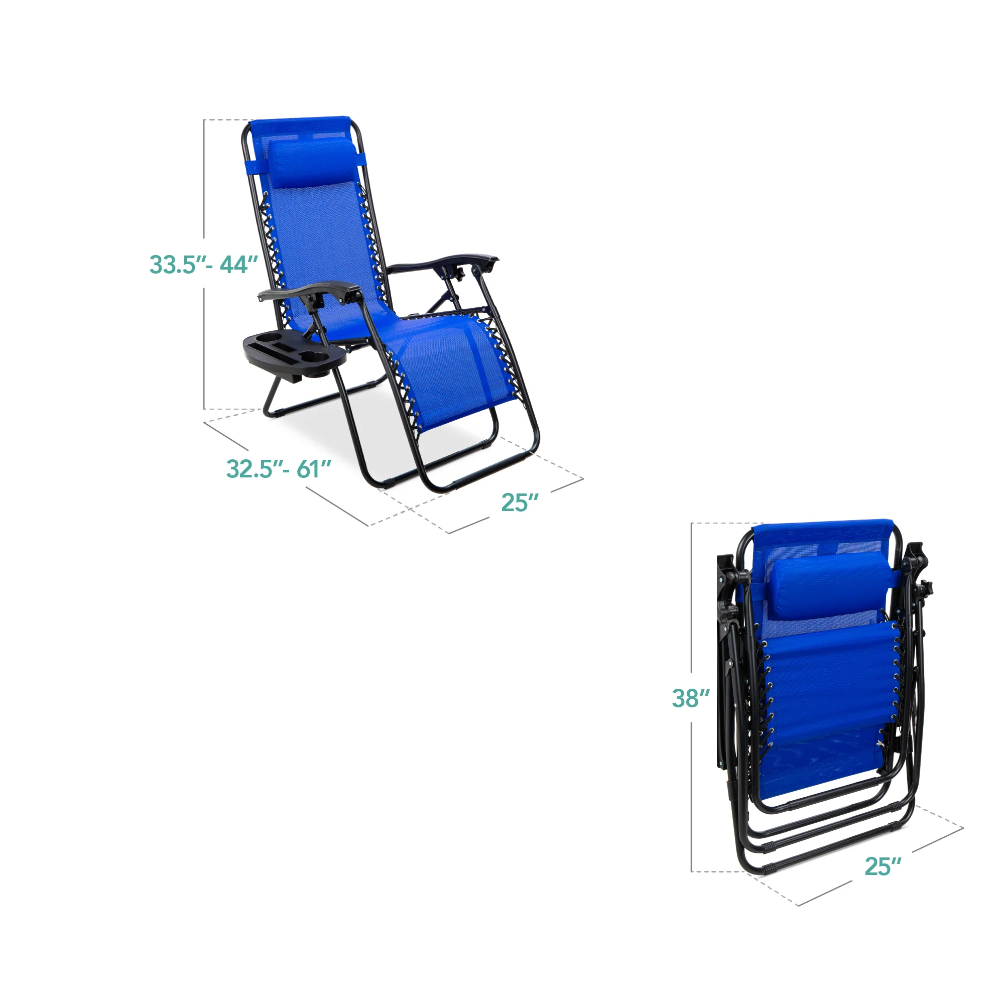 Set of 2 Adjustable Zero Gravity Patio Chair Recliners w/ Cup Holders - Image 58