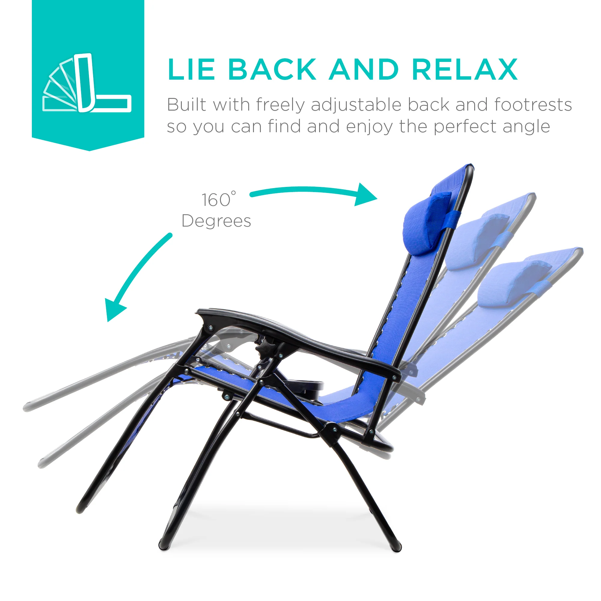 Set of 2 Adjustable Zero Gravity Patio Chair Recliners w/ Cup Holders - Image 59