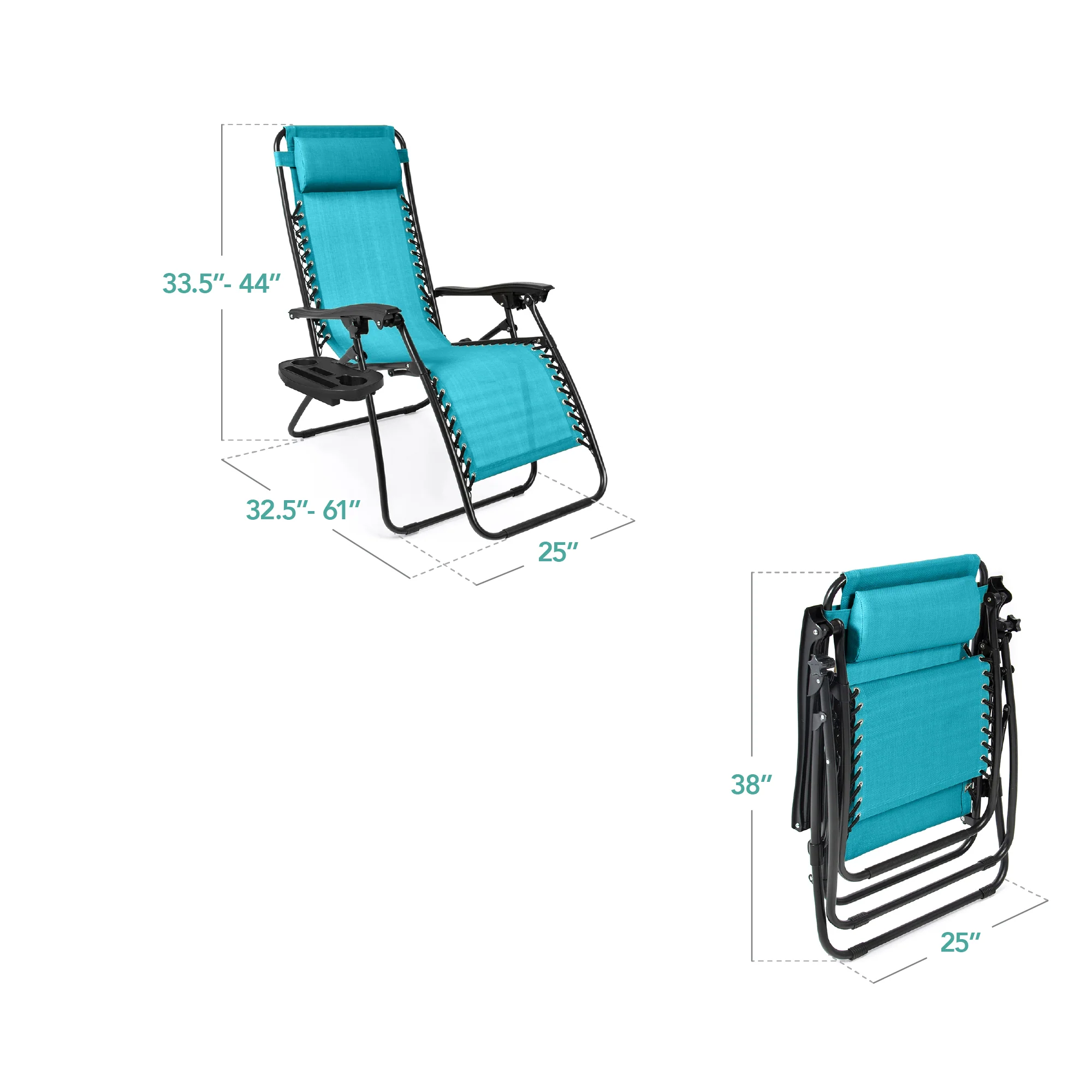 Set of 2 Adjustable Zero Gravity Patio Chair Recliners w/ Cup Holders - Image 6