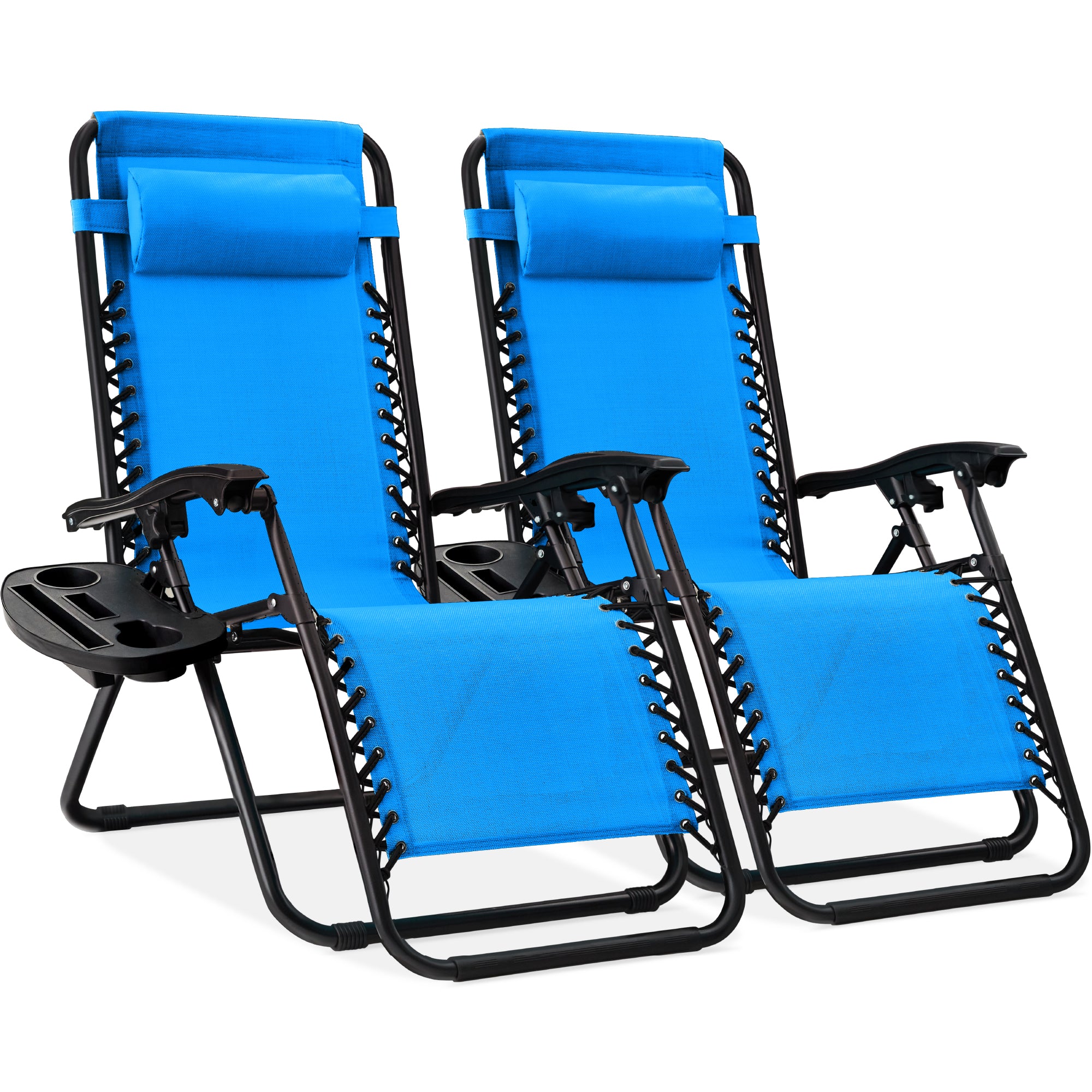 Set of 2 Adjustable Zero Gravity Patio Chair Recliners w/ Cup Holders - Image 61