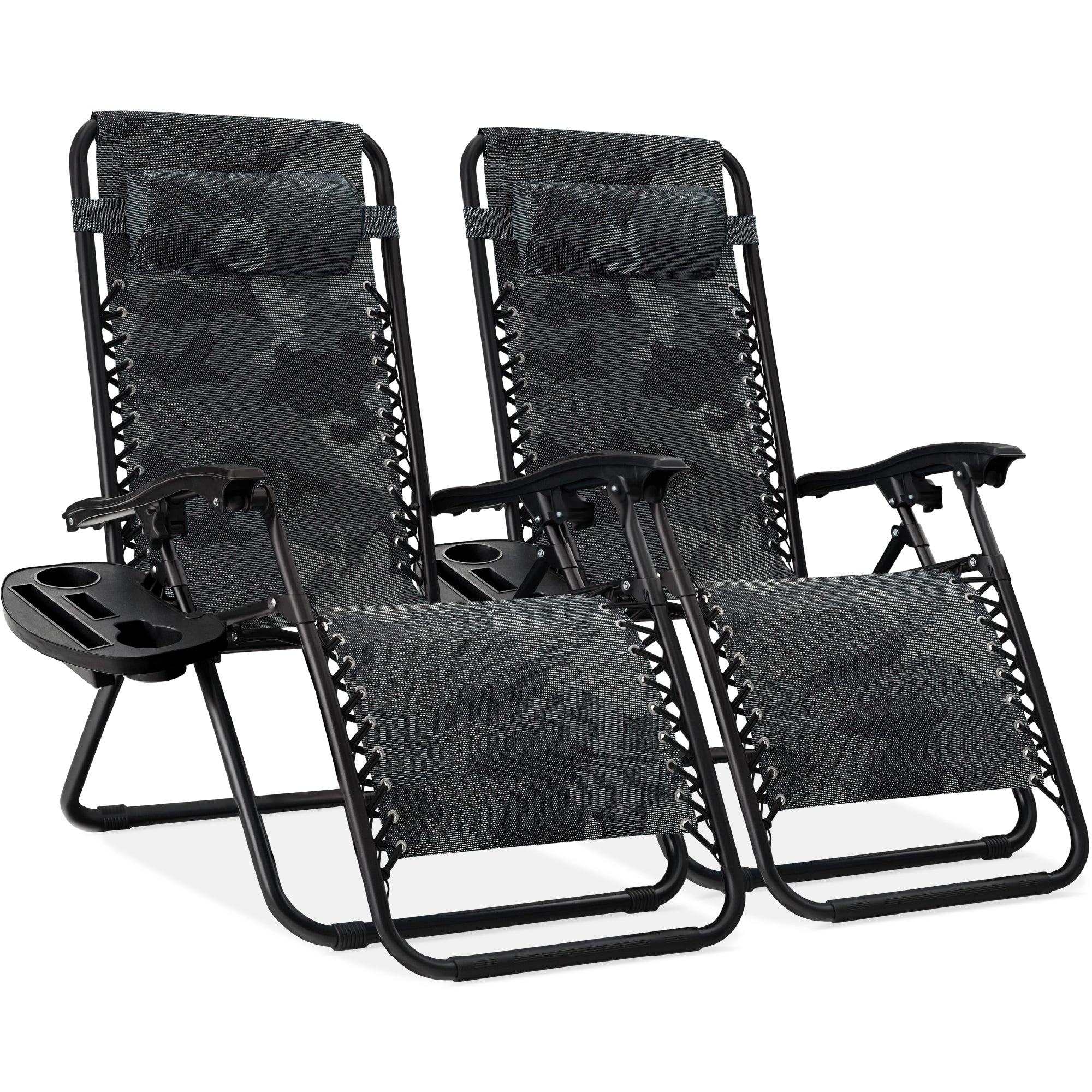 Set of 2 Adjustable Zero Gravity Patio Chair Recliners w/ Cup Holders - Image 65