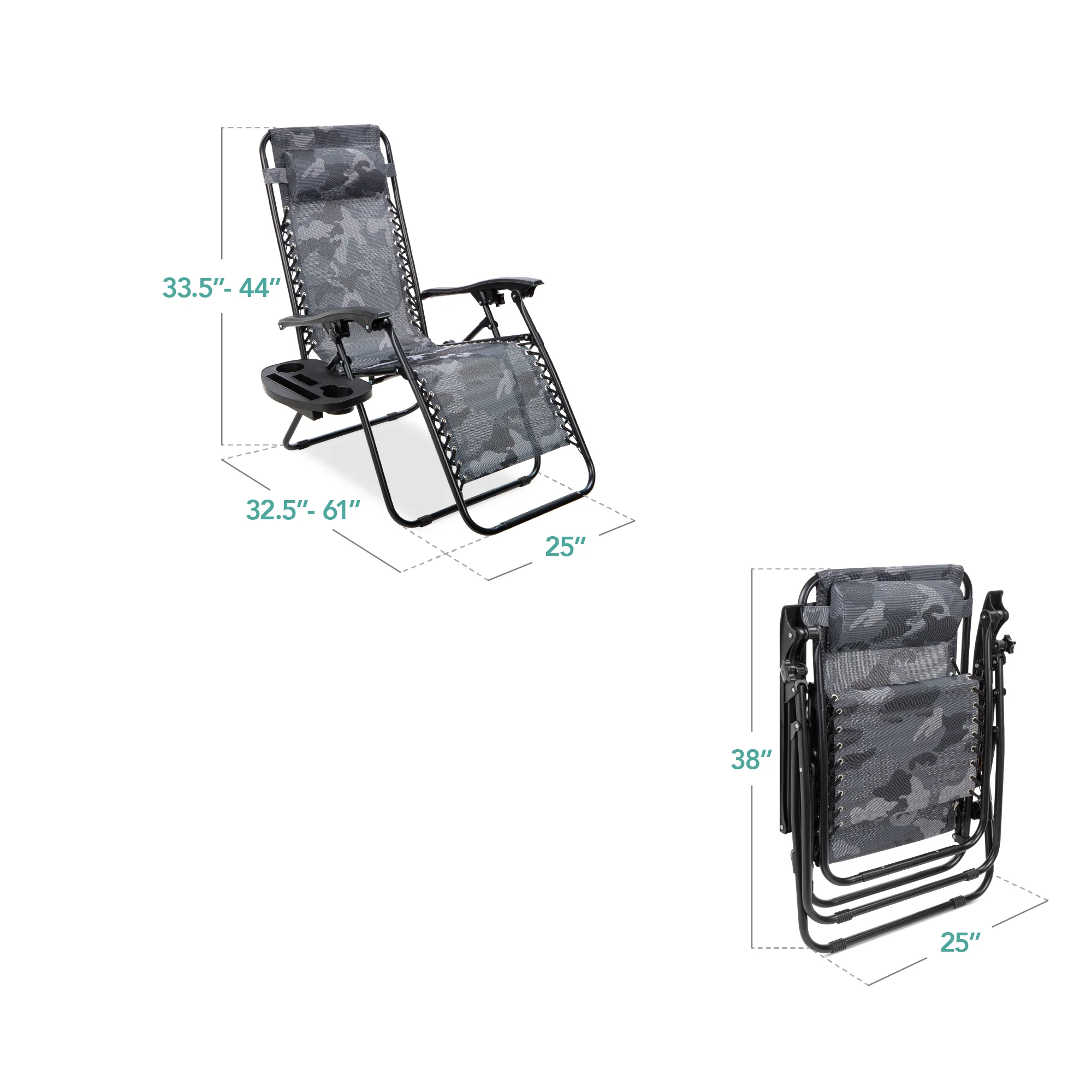Set of 2 Adjustable Zero Gravity Patio Chair Recliners w/ Cup Holders - Image 66