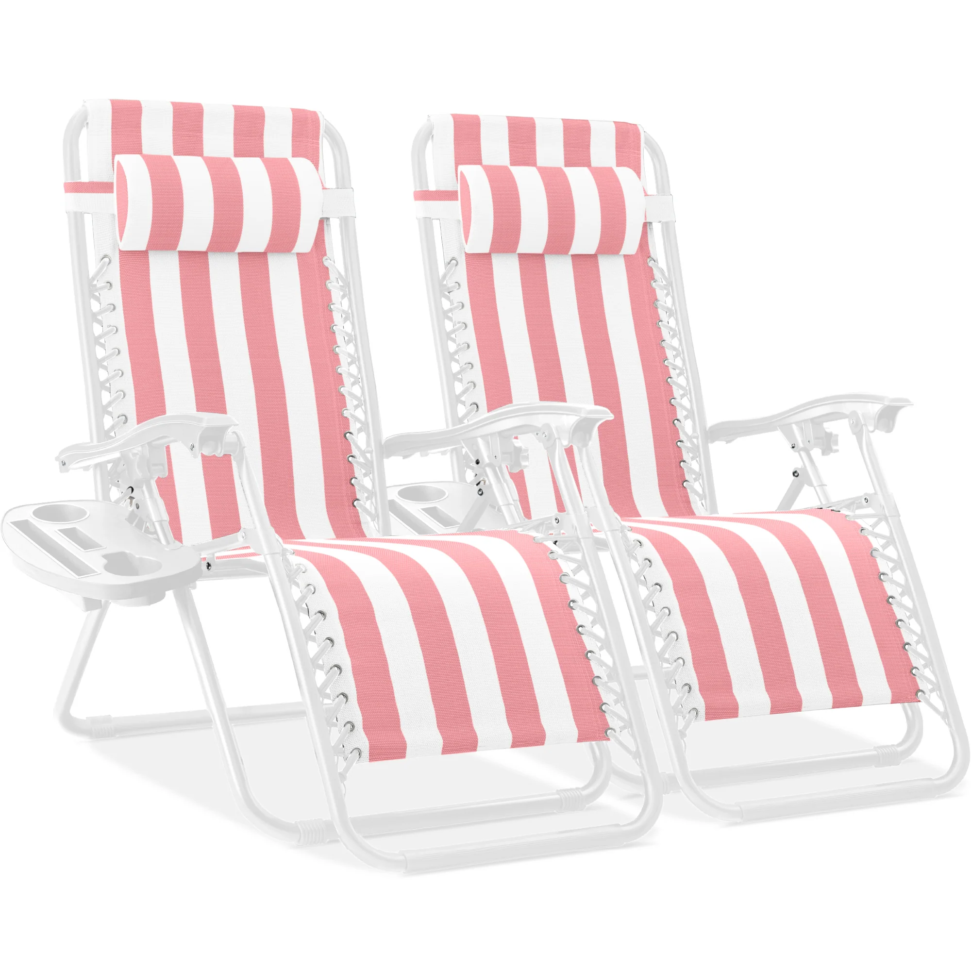 Set of 2 Adjustable Zero Gravity Patio Chair Recliners w/ Cup Holders - Image 69