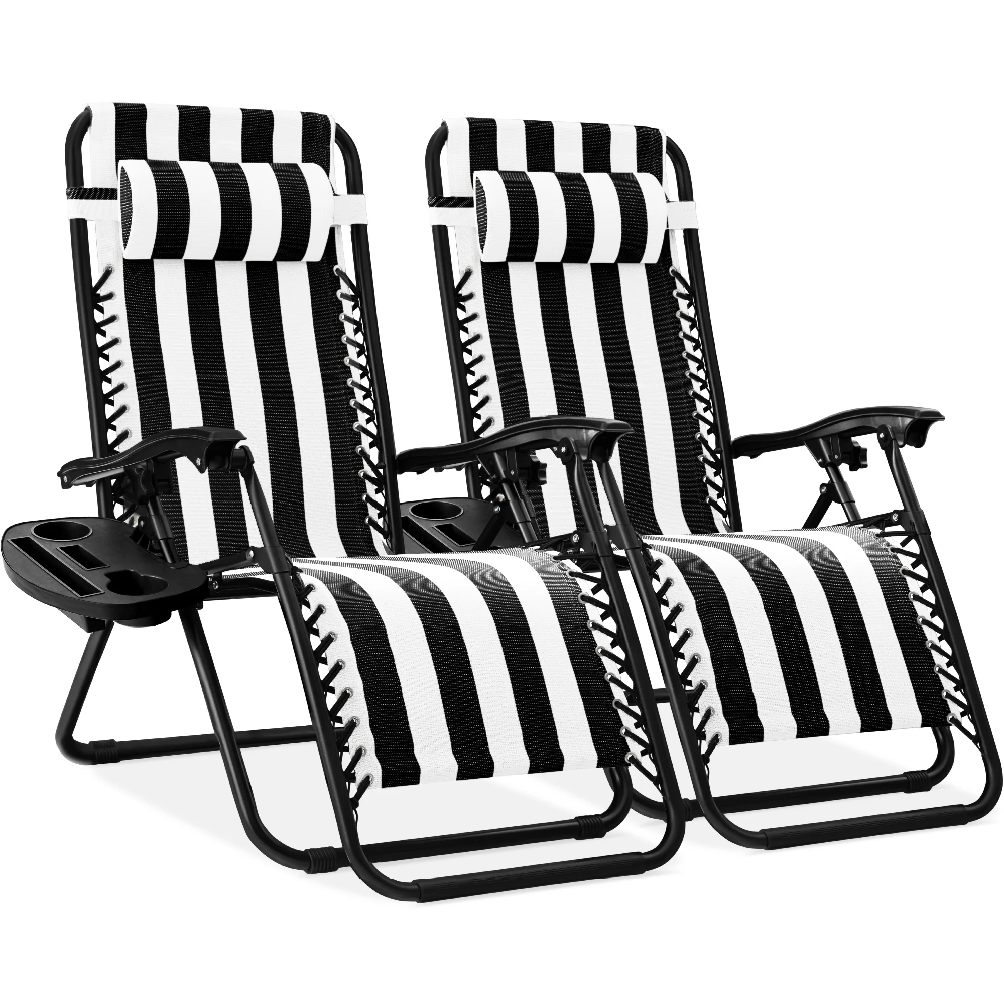Set of 2 Adjustable Zero Gravity Patio Chair Recliners w/ Cup Holders - Image 73