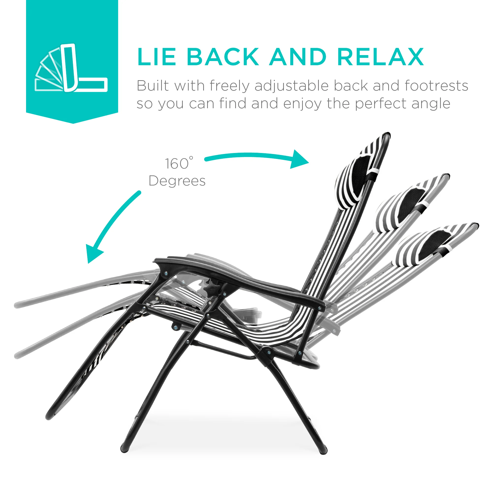 Set of 2 Adjustable Zero Gravity Patio Chair Recliners w/ Cup Holders - Image 75