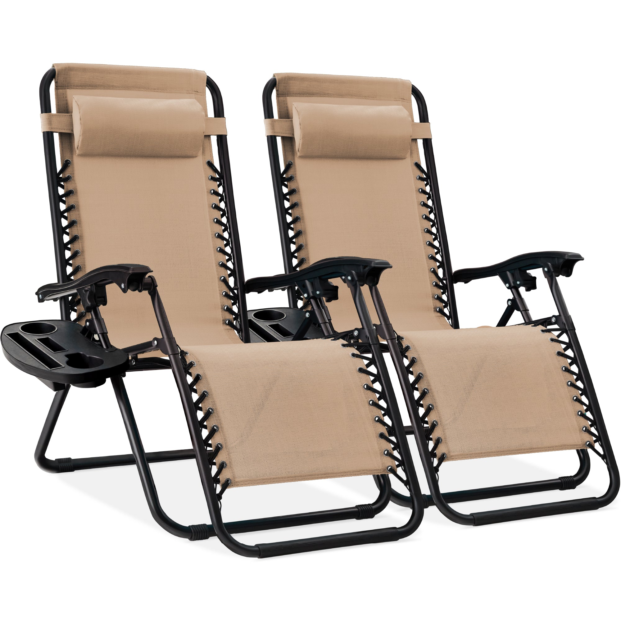 Set of 2 Adjustable Zero Gravity Patio Chair Recliners w/ Cup Holders - Image 77