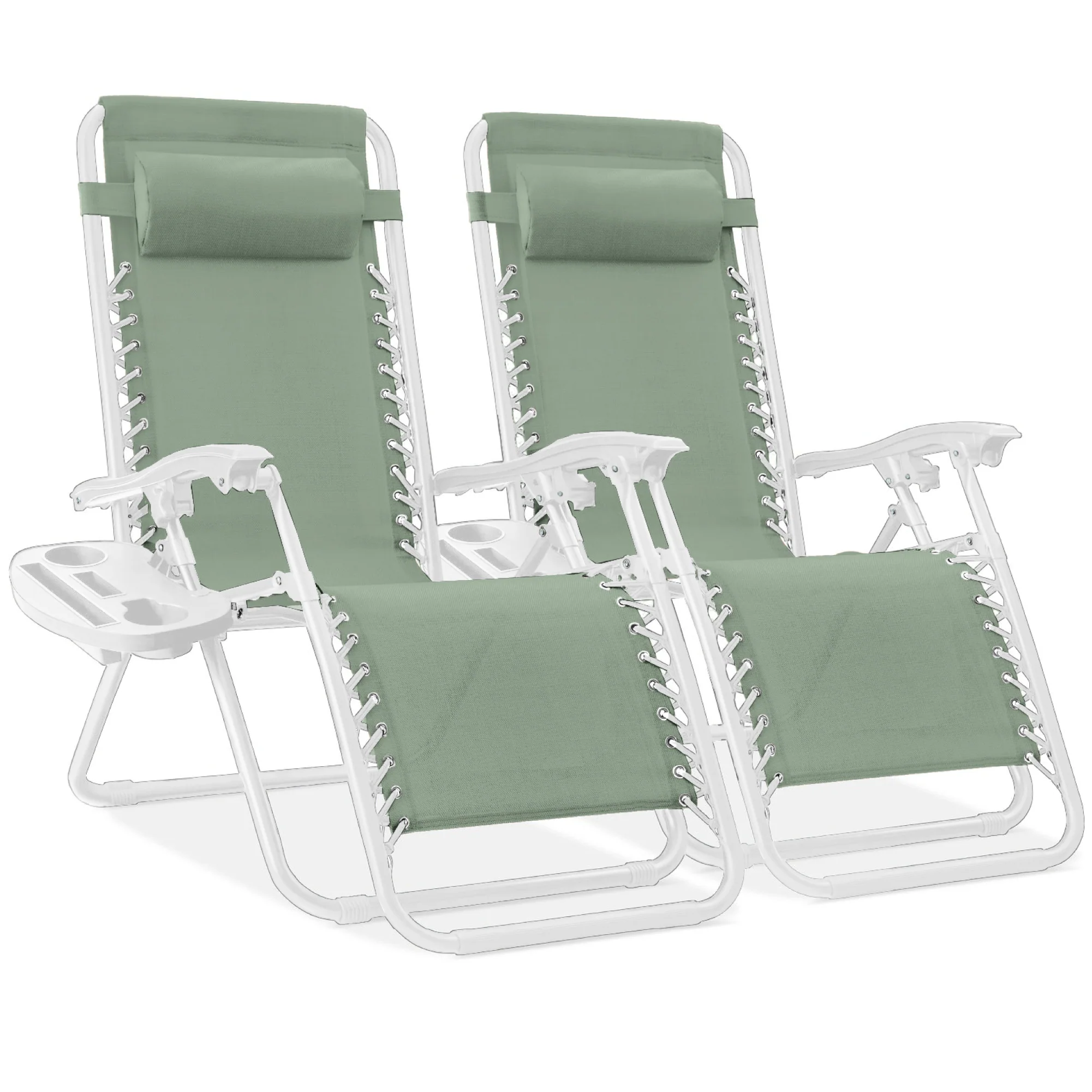 Set of 2 Adjustable Zero Gravity Patio Chair Recliners w/ Cup Holders - Image 81