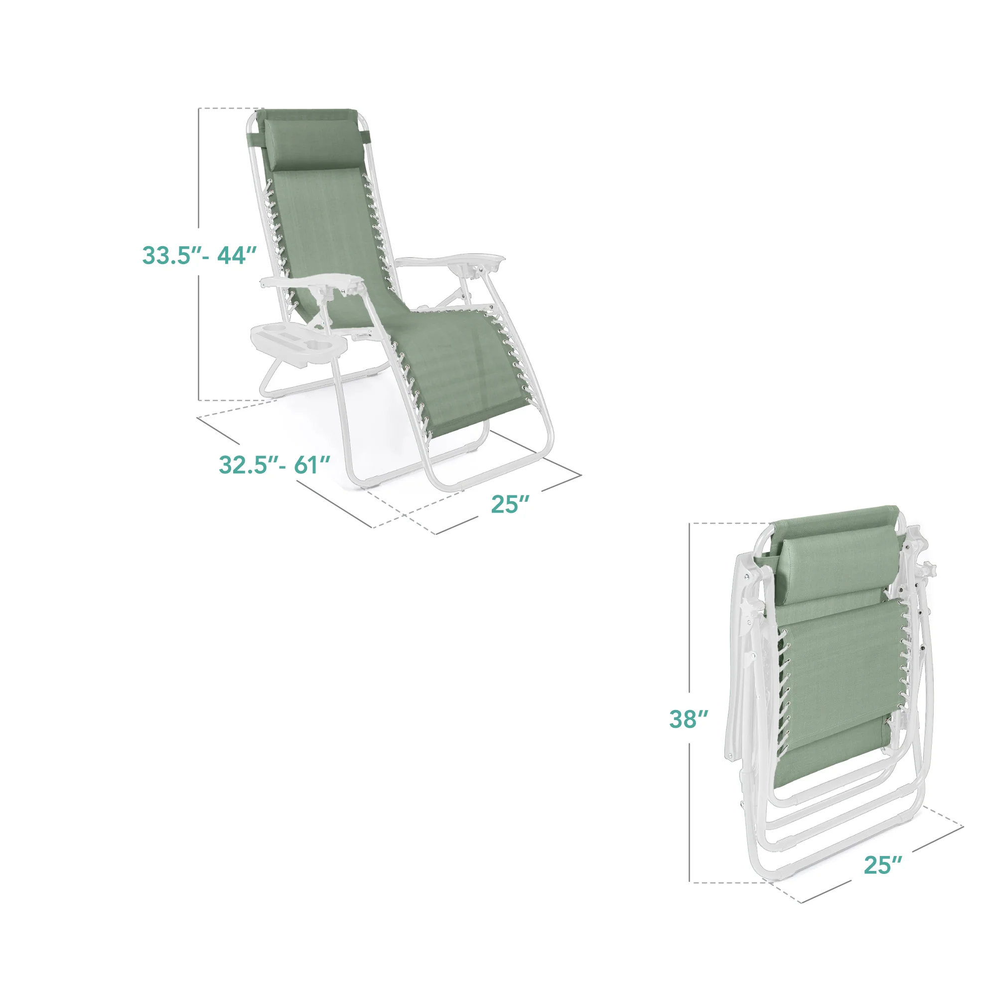 Set of 2 Adjustable Zero Gravity Patio Chair Recliners w/ Cup Holders - Image 82
