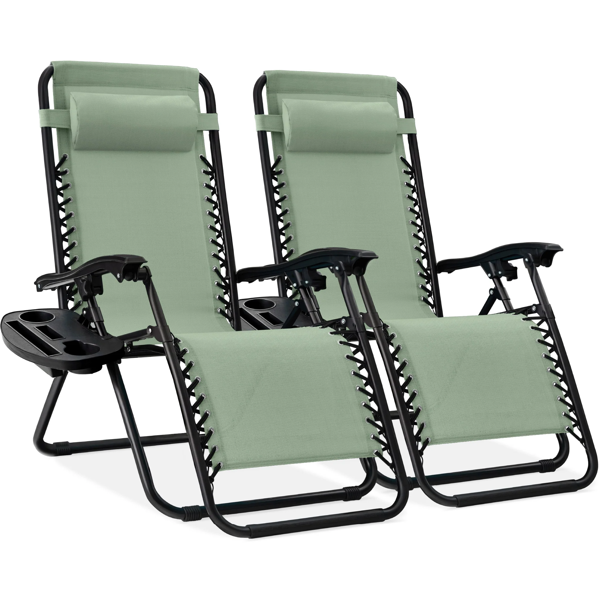 Set of 2 Adjustable Zero Gravity Patio Chair Recliners w/ Cup Holders - Image 85
