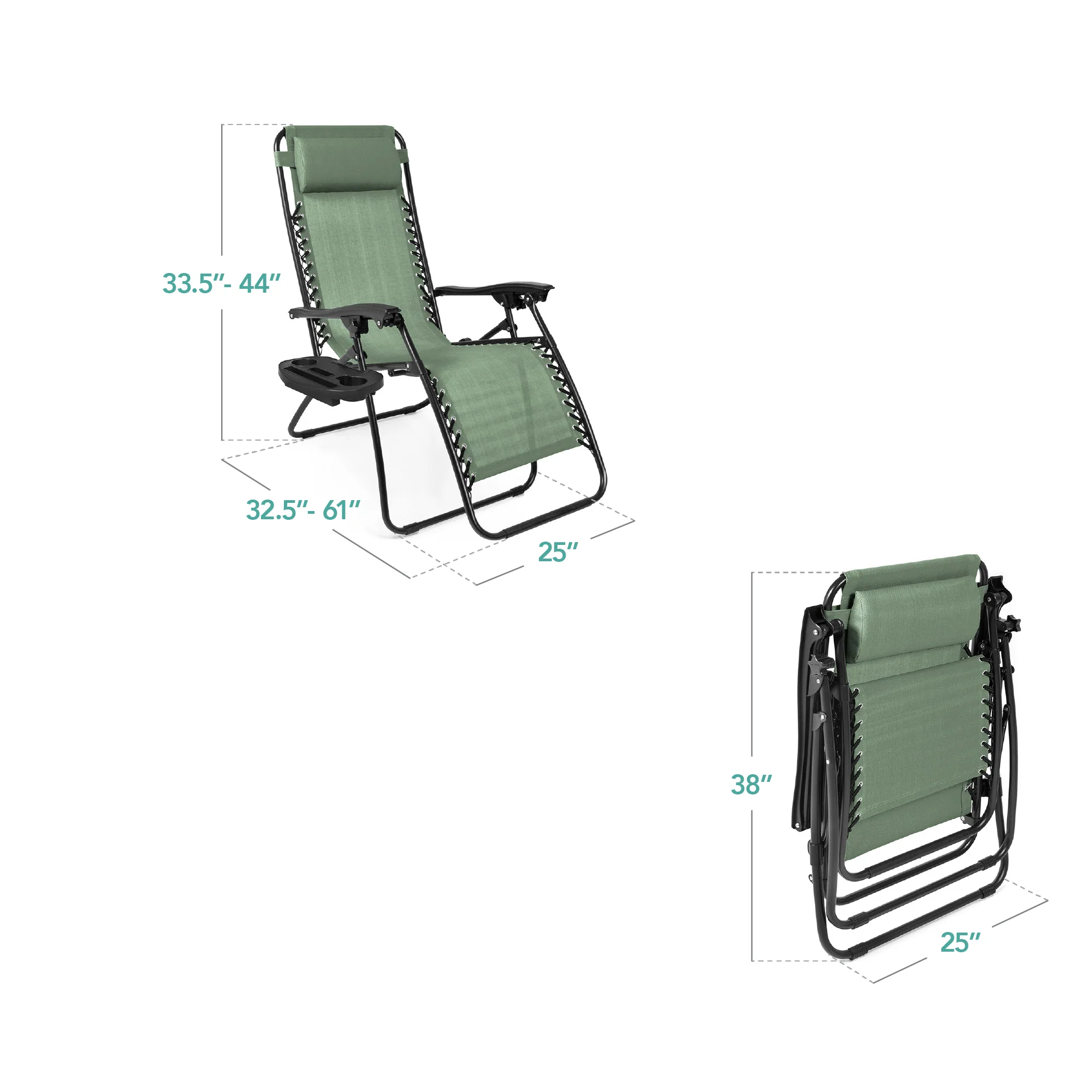 Set of 2 Adjustable Zero Gravity Patio Chair Recliners w/ Cup Holders - Image 86
