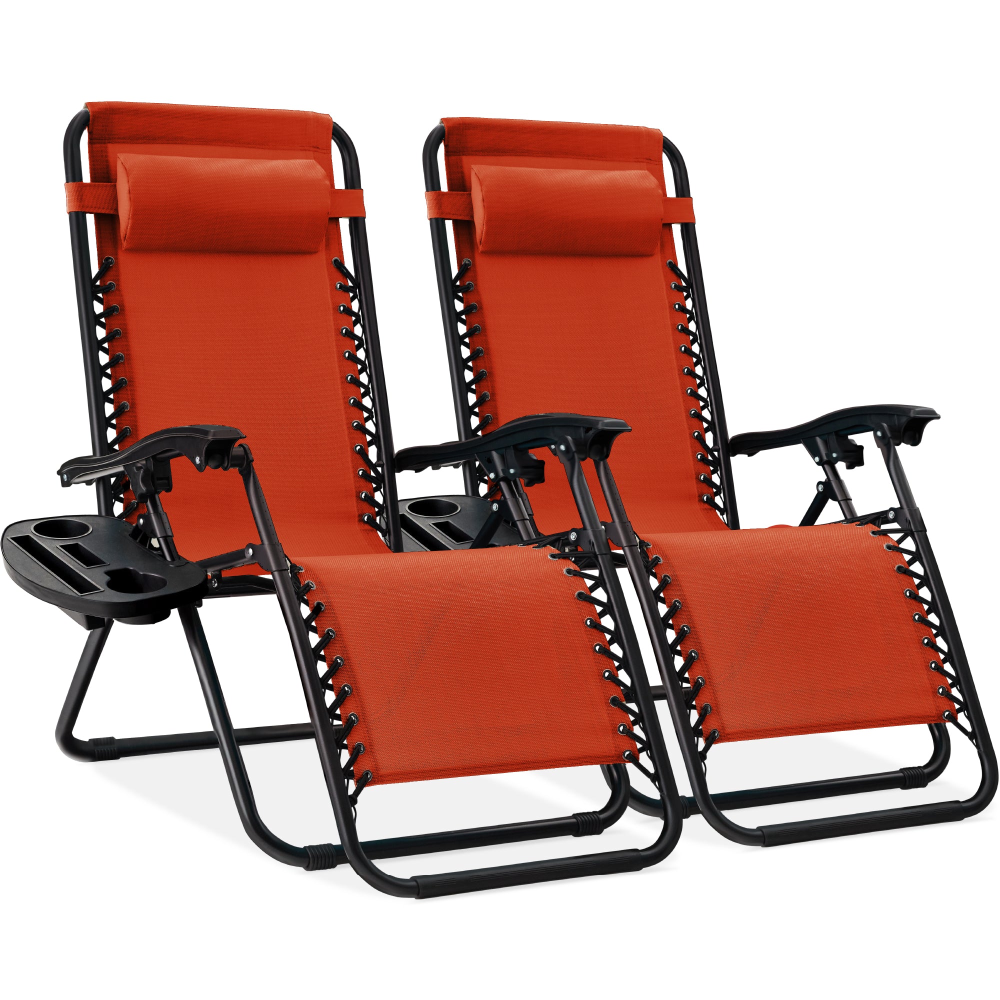 Set of 2 Adjustable Zero Gravity Patio Chair Recliners w/ Cup Holders - Image 89