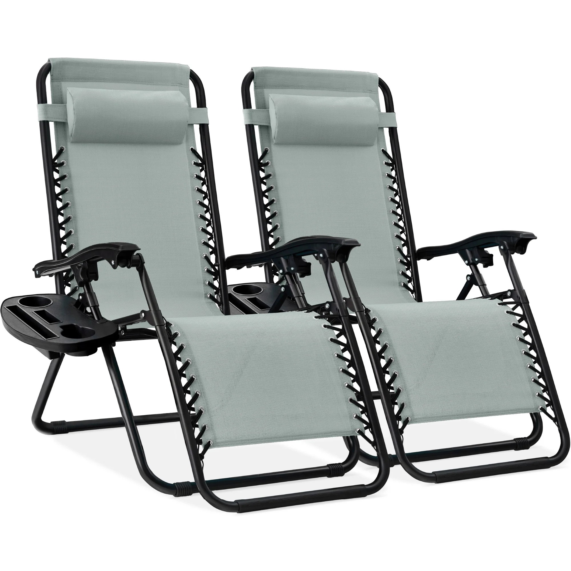 Set of 2 Adjustable Zero Gravity Patio Chair Recliners w/ Cup Holders - Image 9
