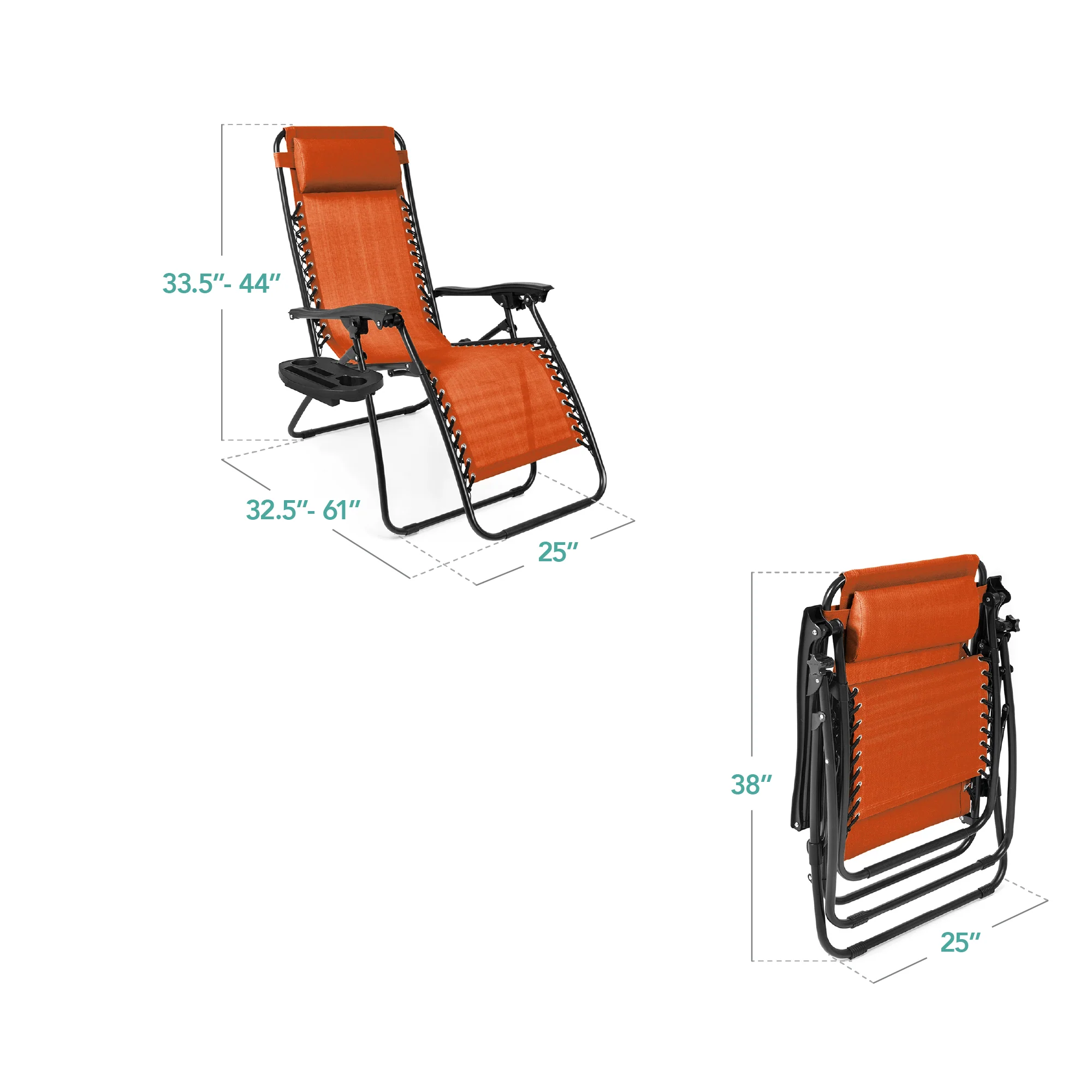 Set of 2 Adjustable Zero Gravity Patio Chair Recliners w/ Cup Holders - Image 90