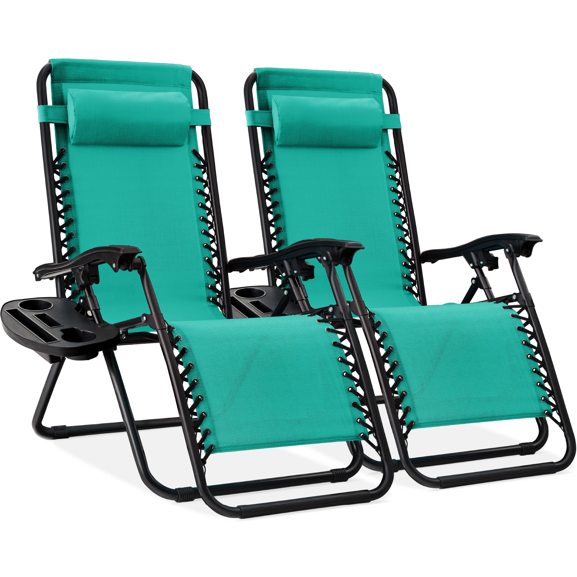 Set of 2 Adjustable Zero Gravity Patio Chair Recliners w/ Cup Holders - Image 93