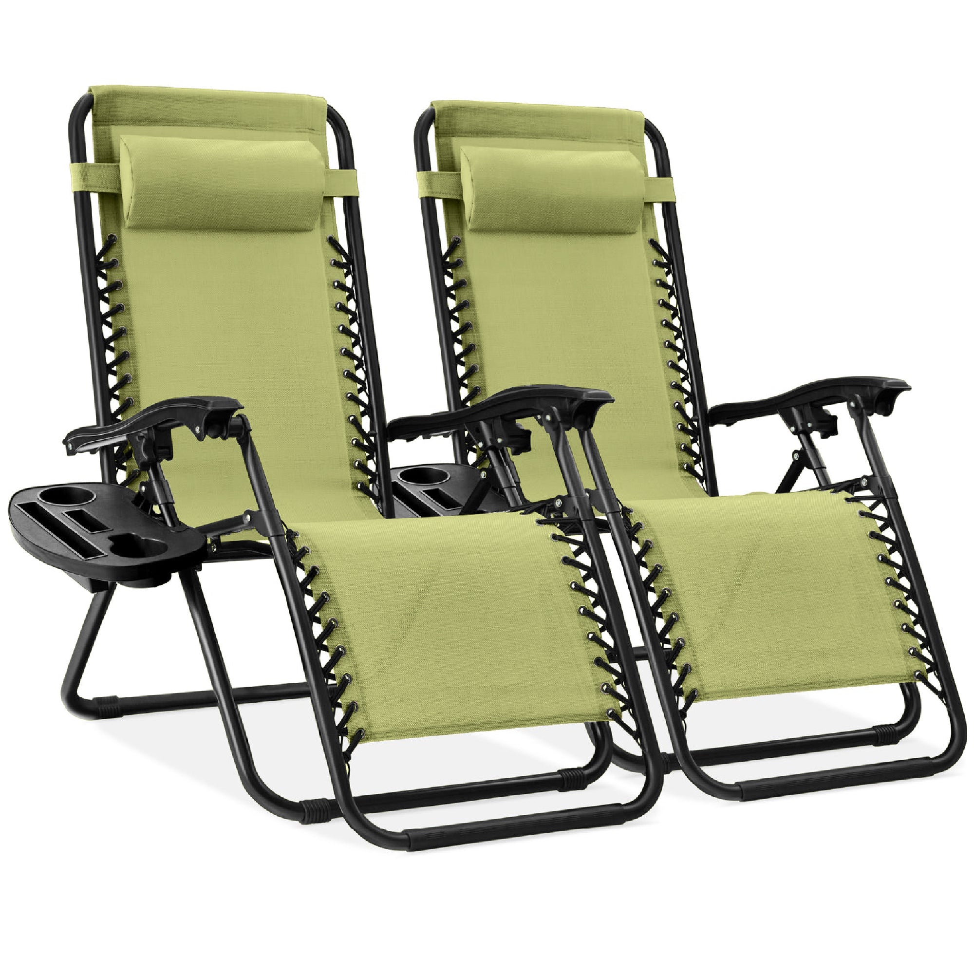 Set of 2 Adjustable Zero Gravity Patio Chair Recliners w/ Cup Holders - Image 97