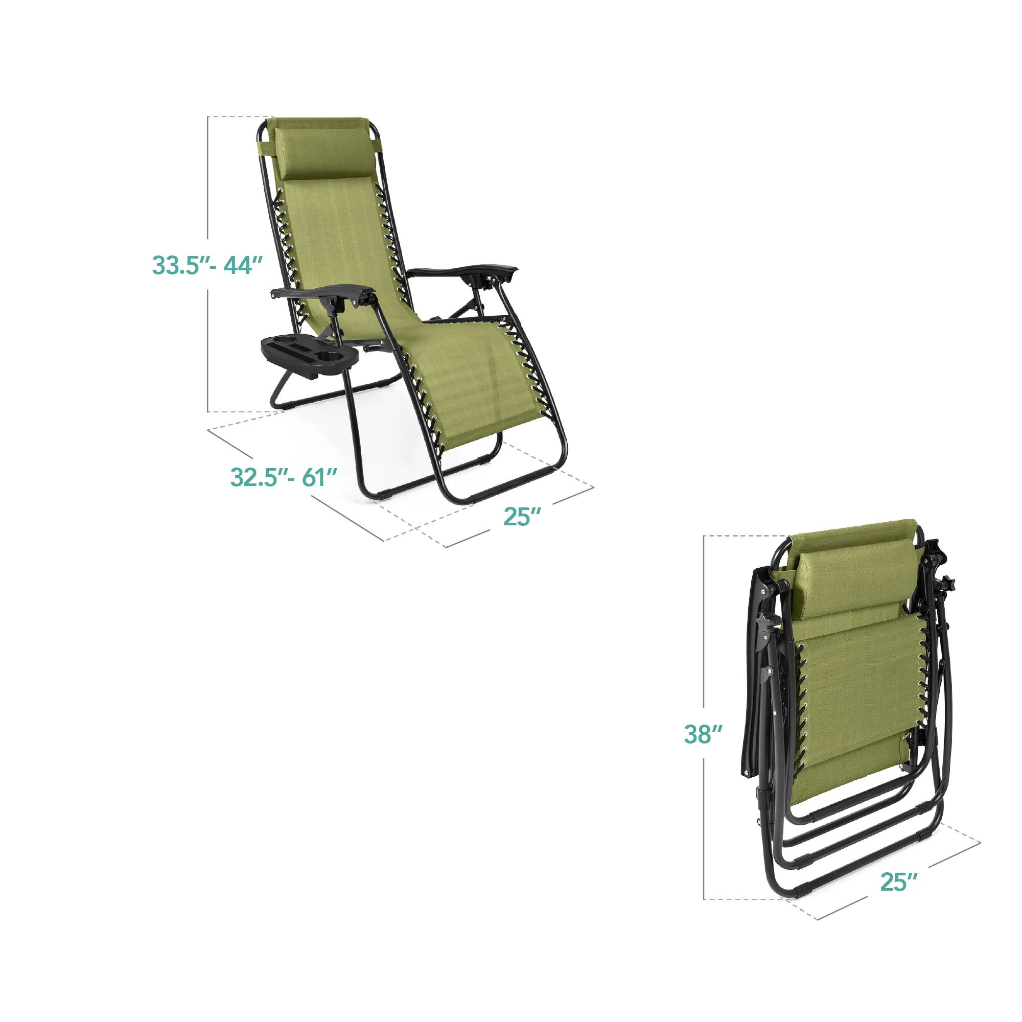 Set of 2 Adjustable Zero Gravity Patio Chair Recliners w/ Cup Holders - Image 98