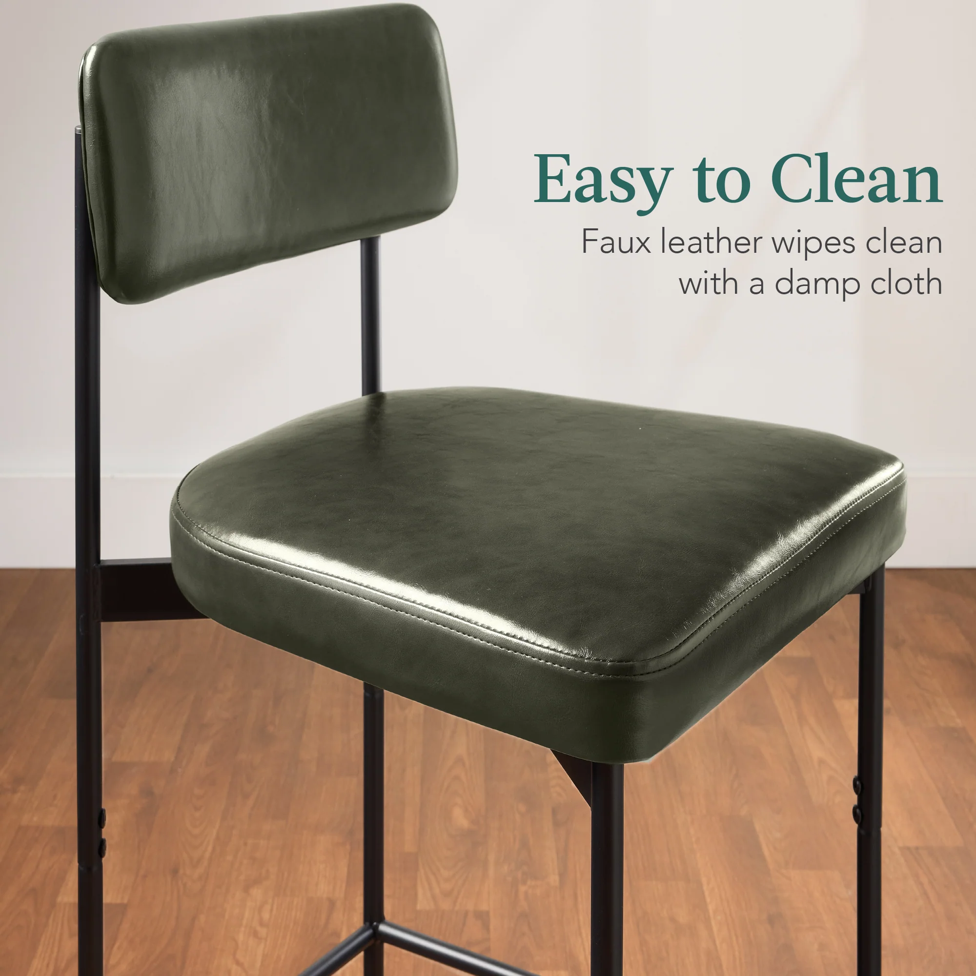 Set of 3 Armless Counter Height Bar Stools, Modern PU Faux Leather Stools - Image 17