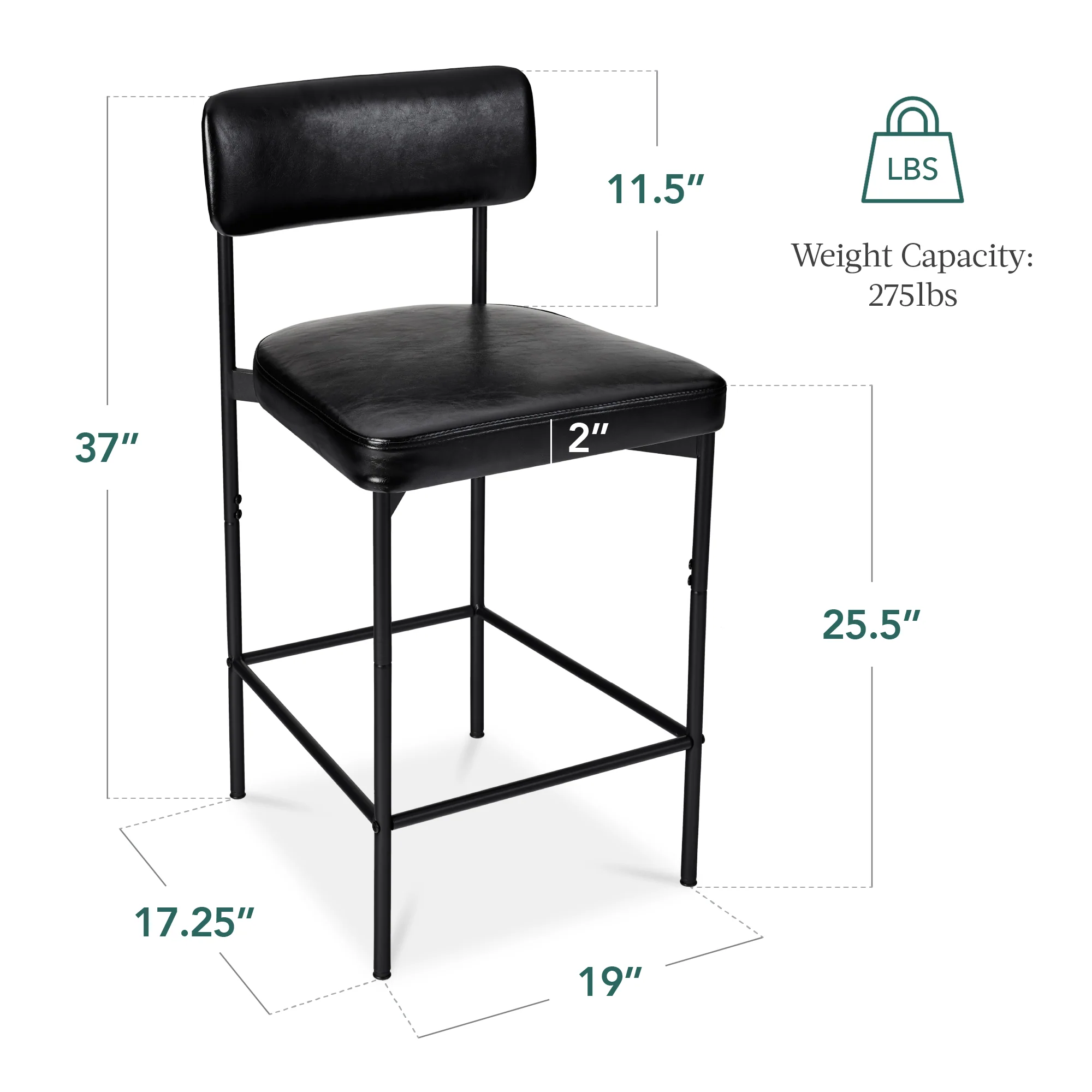Set of 3 Armless Counter Height Bar Stools, Modern PU Faux Leather Stools - Image 20