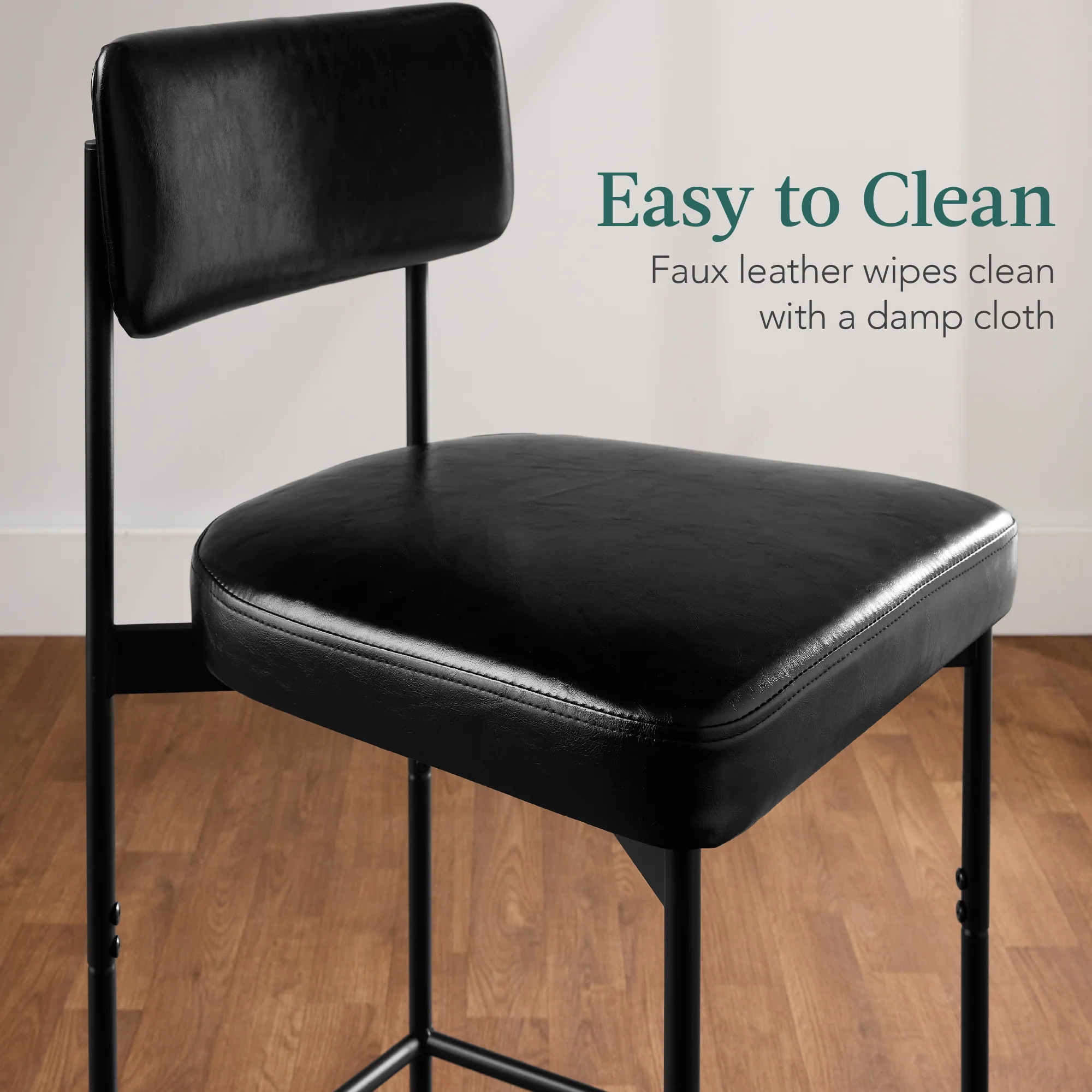 Set of 3 Armless Counter Height Bar Stools, Modern PU Faux Leather Stools - Image 26