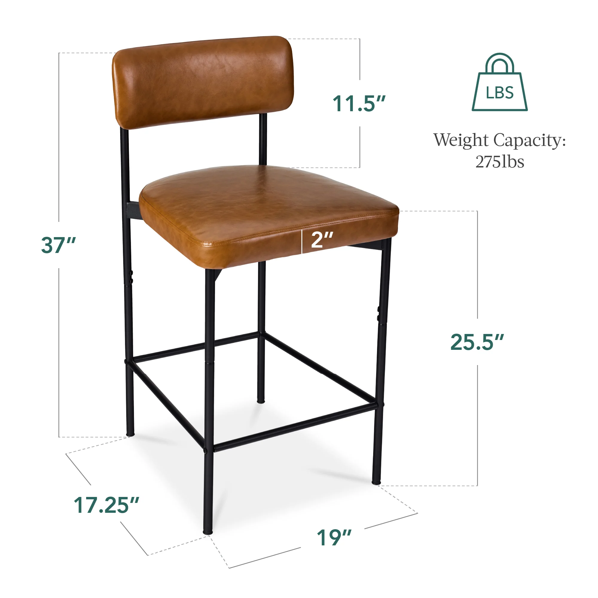 Set of 3 Armless Counter Height Bar Stools, Modern PU Faux Leather Stools - Image 29