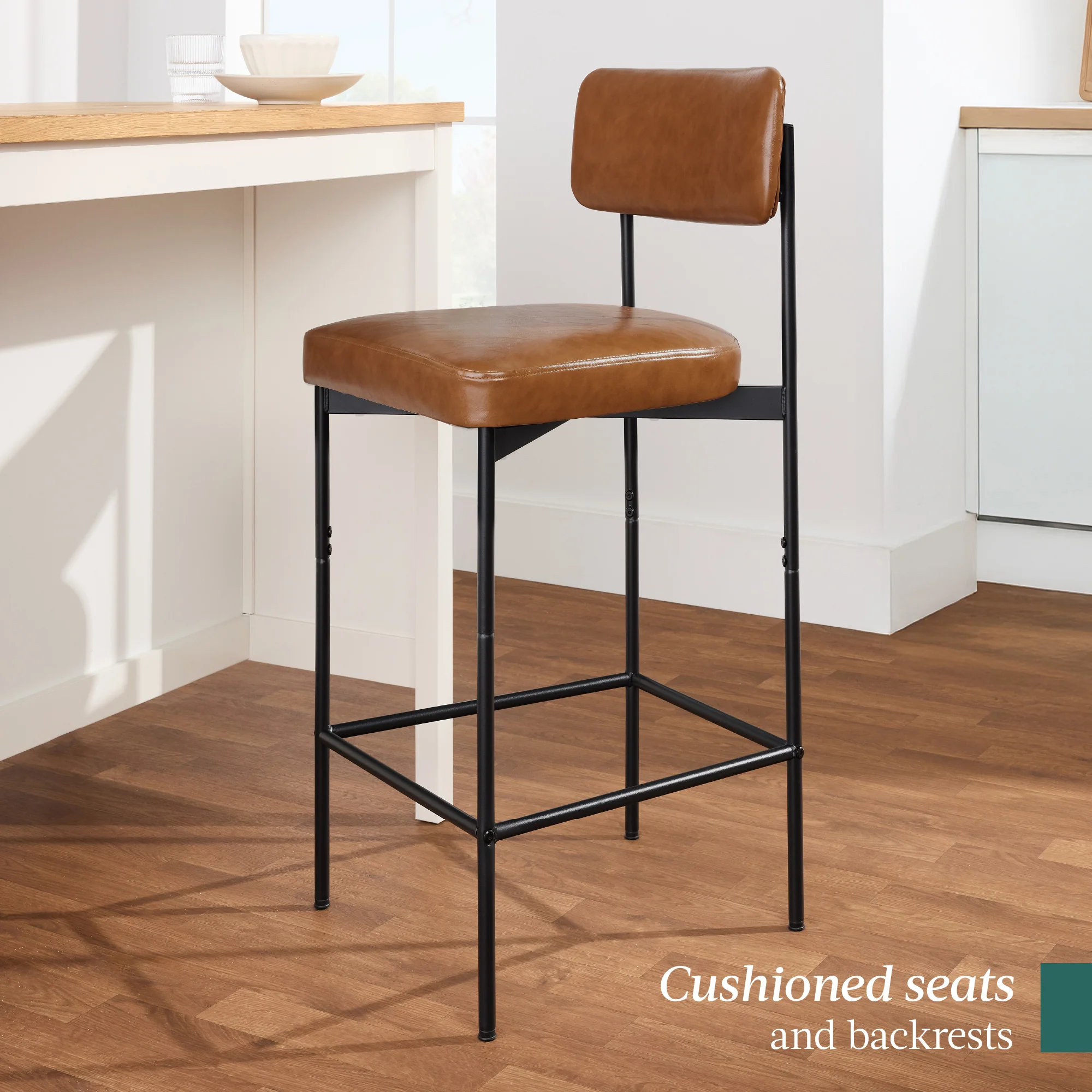 Set of 3 Armless Counter Height Bar Stools, Modern PU Faux Leather Stools - Image 33