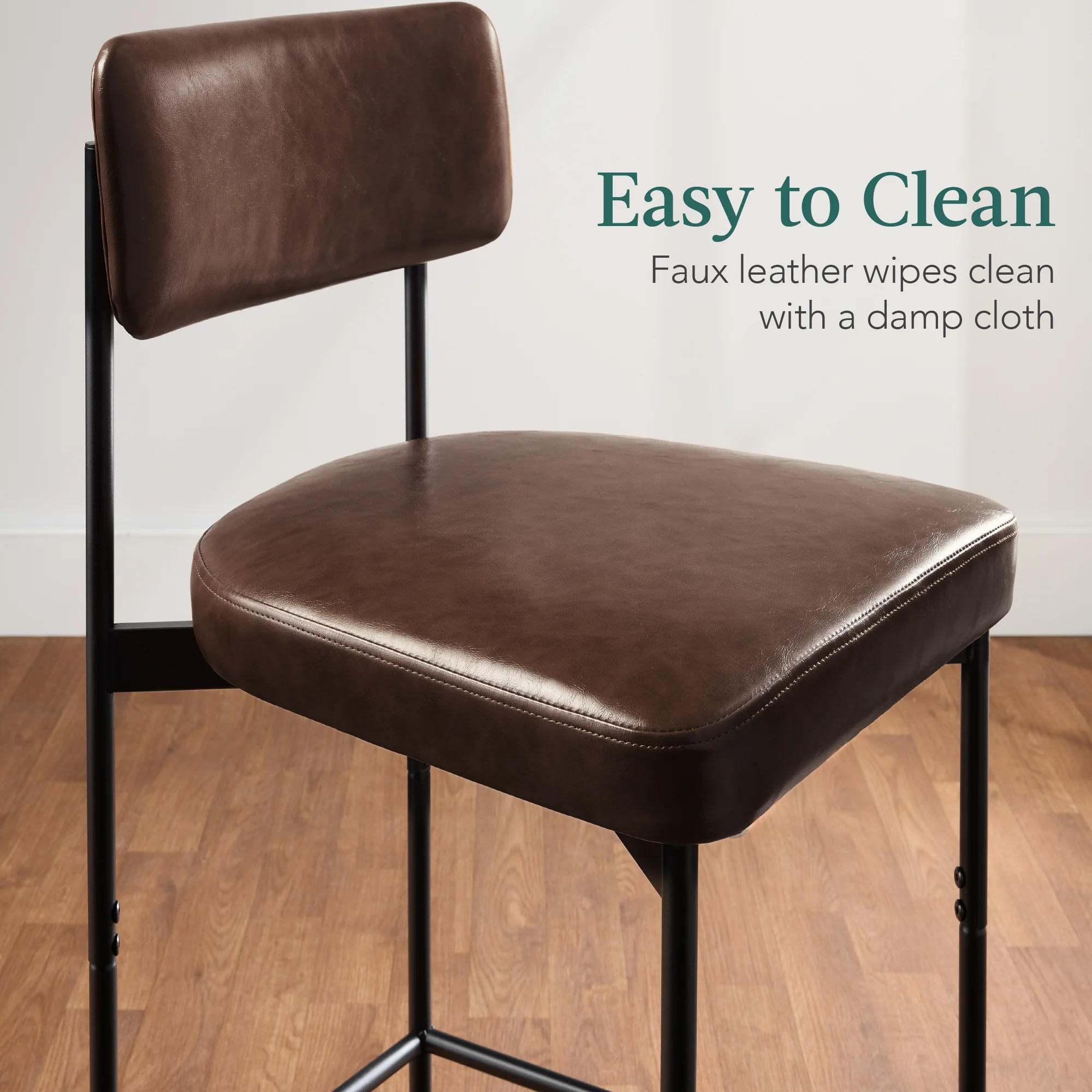 Set of 3 Armless Counter Height Bar Stools, Modern PU Faux Leather Stools - Image 8