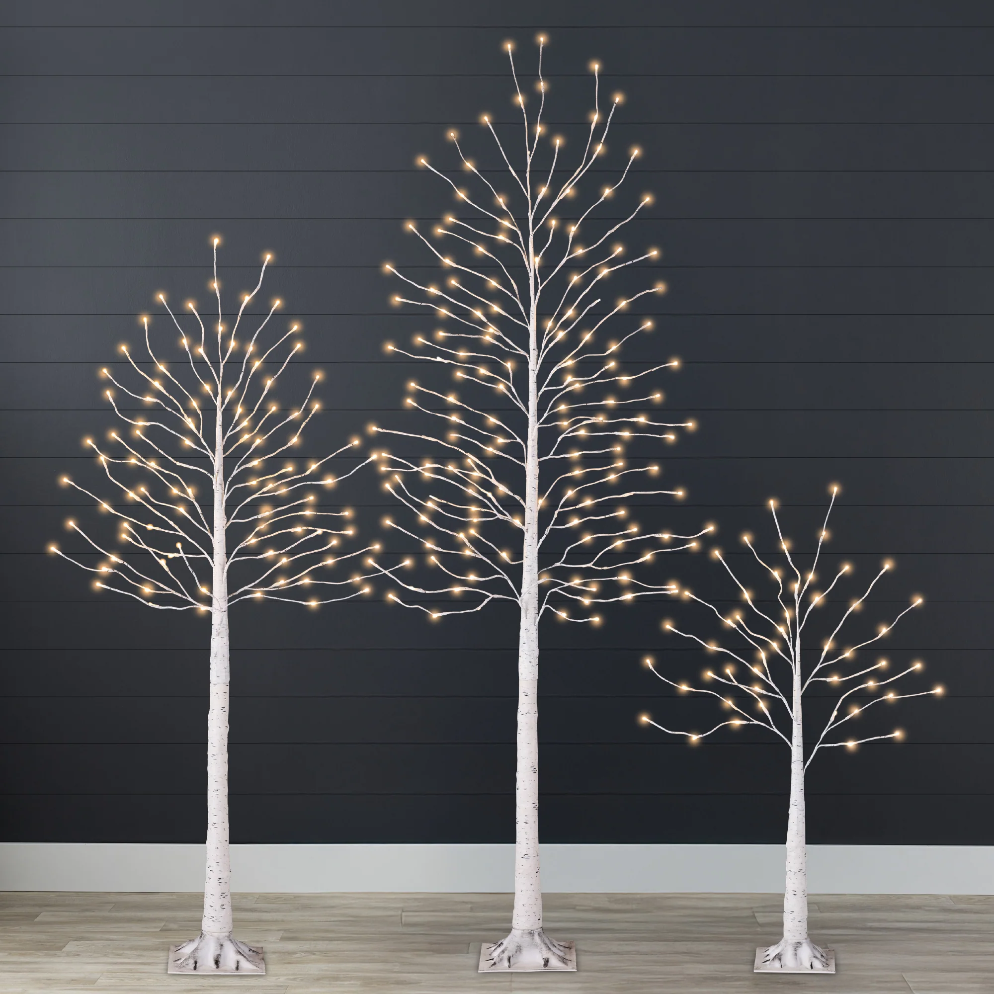 Set of 3 Lighted Twig Birch Trees, 4ft, 6ft, 8ft w/ 300 2-in-1 LEDs - Image 9