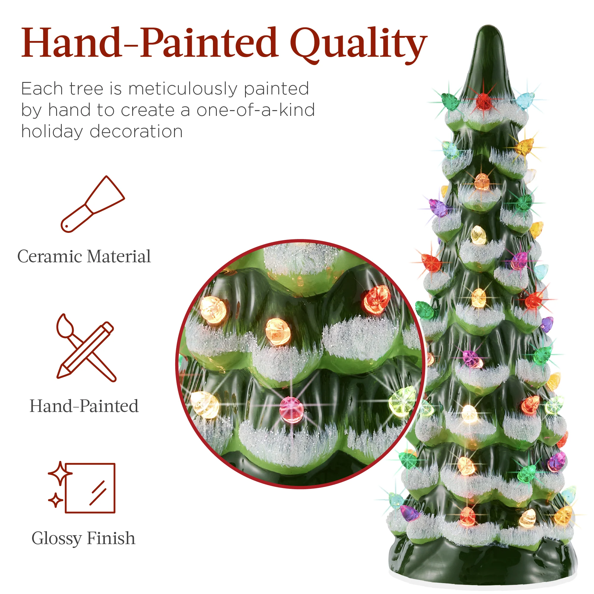 Set of 3 Pre-Lit Ceramic Tabletop Christmas Trees - Image 16