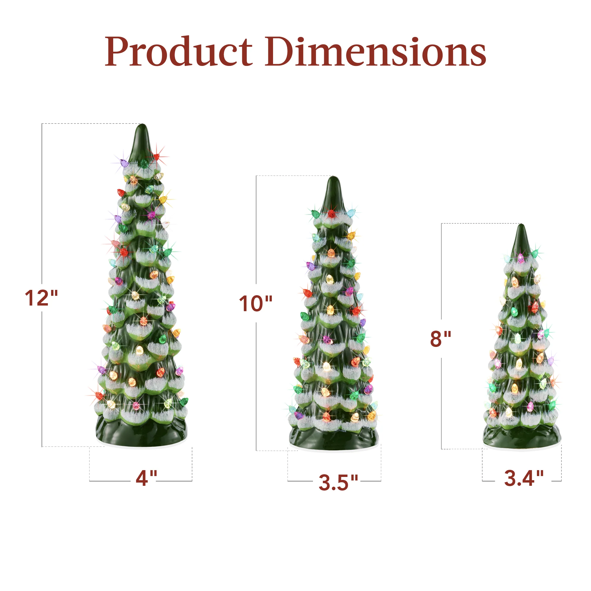 Set of 3 Pre-Lit Ceramic Tabletop Christmas Trees - Image 21