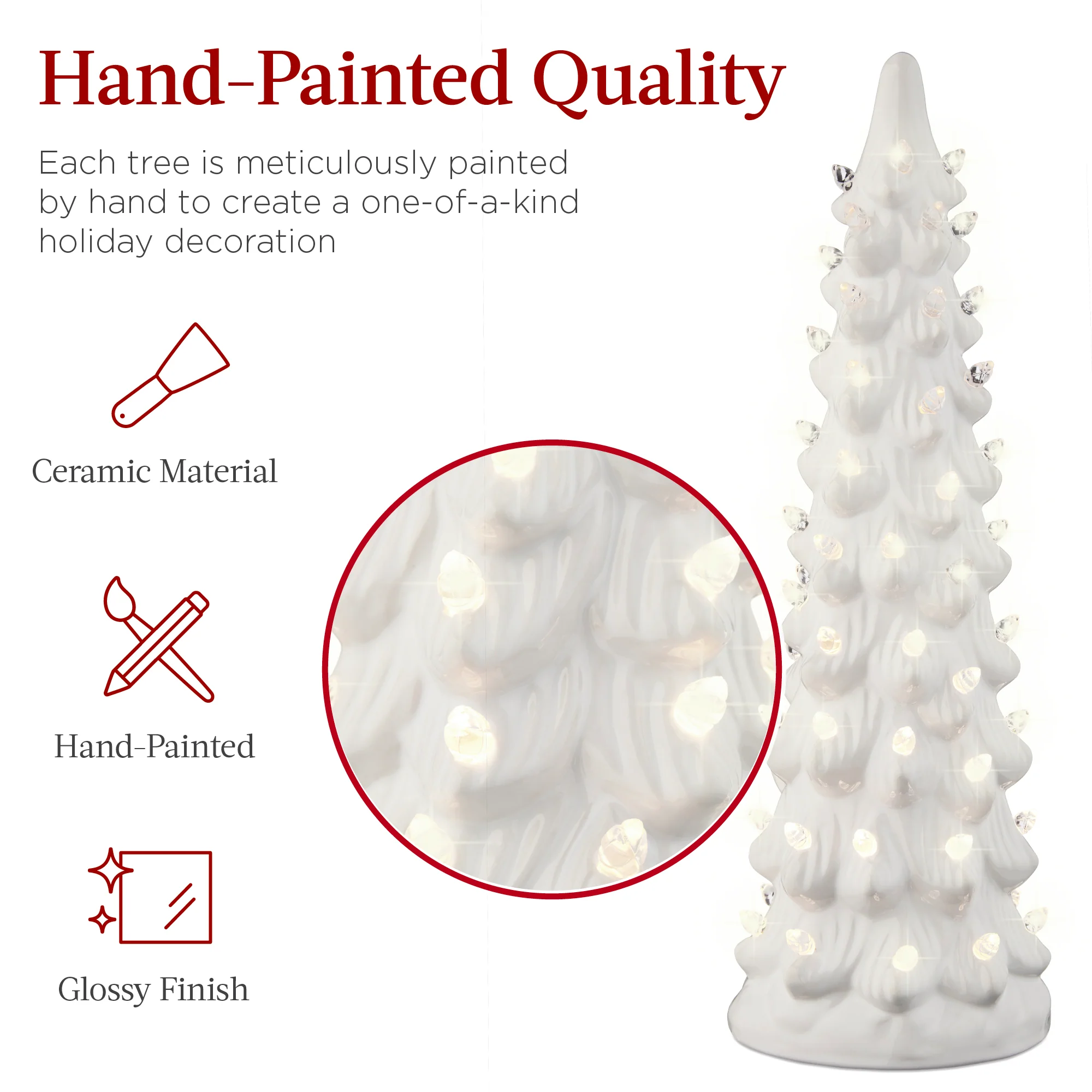 Set of 3 Pre-Lit Ceramic Tabletop Christmas Trees - Image 23