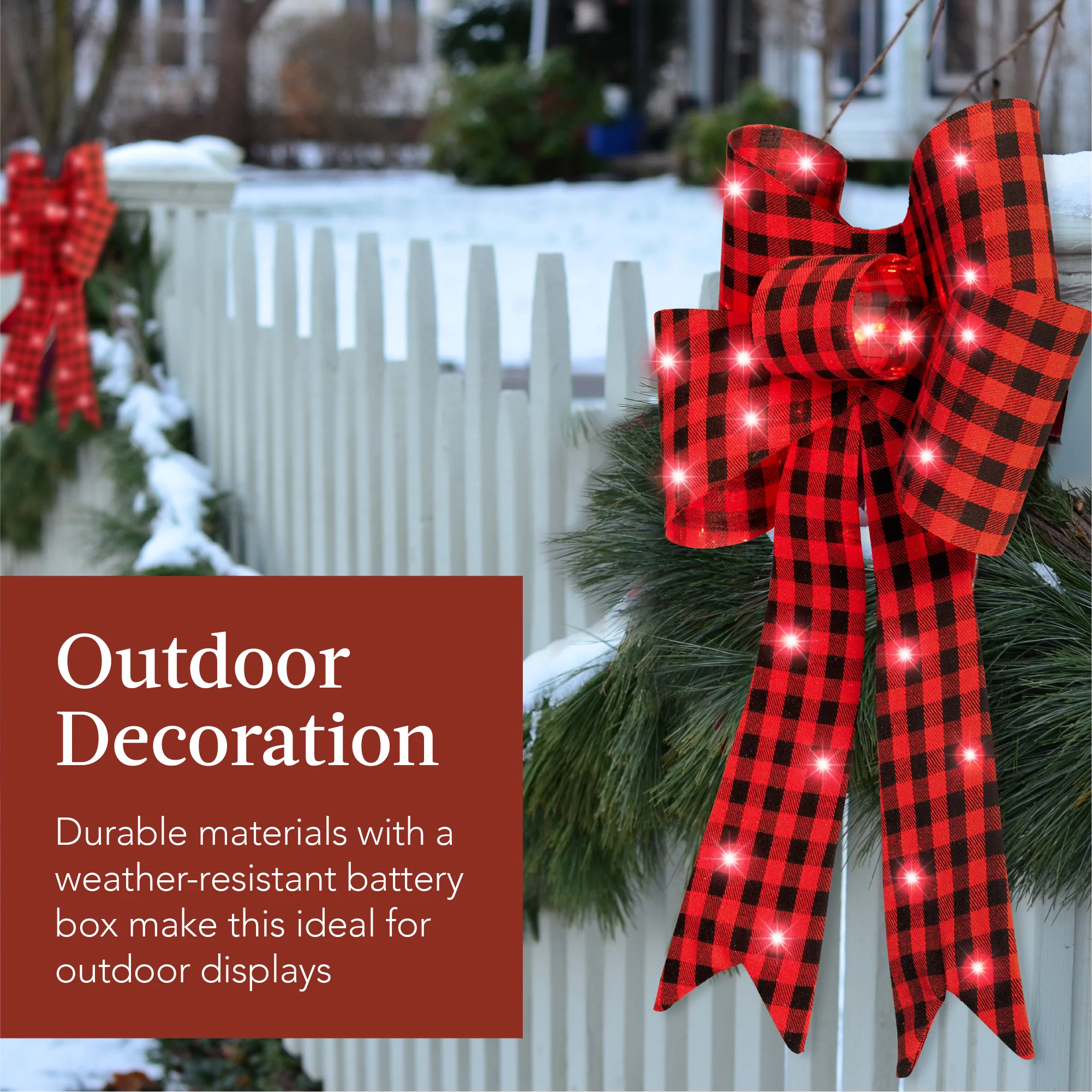 Set of 3 Pre-Lit Christmas Bow Decoration, LED Holiday Decor w/ 8 Functions - Image 12
