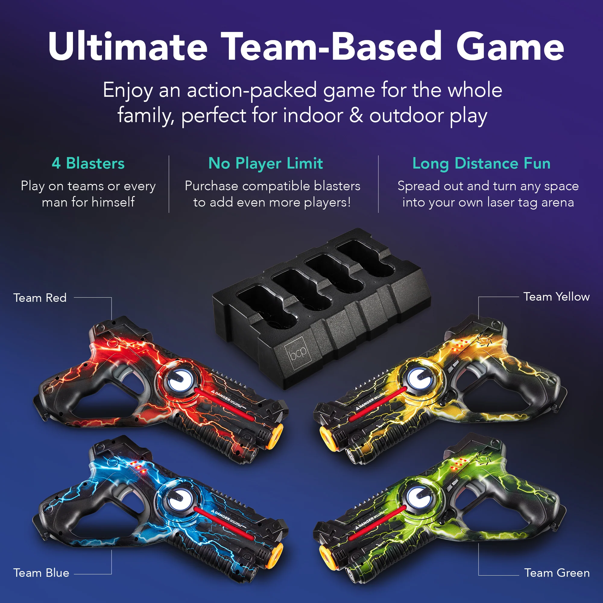 Set of 4 Rechargeable Laser Tag Blasters w/ Docking Station, No Vests Needed - Image 14