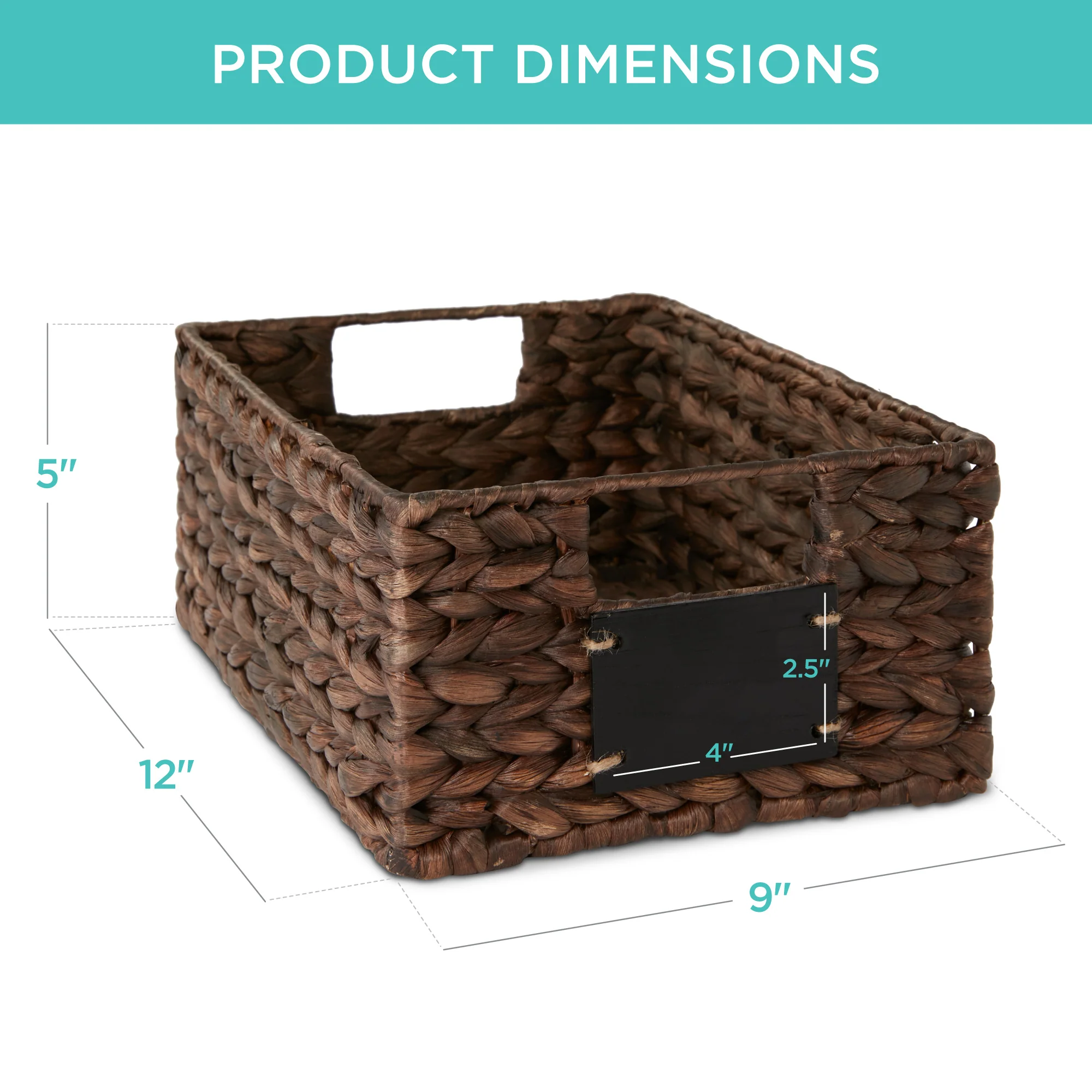Set of 4 Water Hyacinth Pantry Baskets w/ Chalkboard, Marker - 12in - Image 42