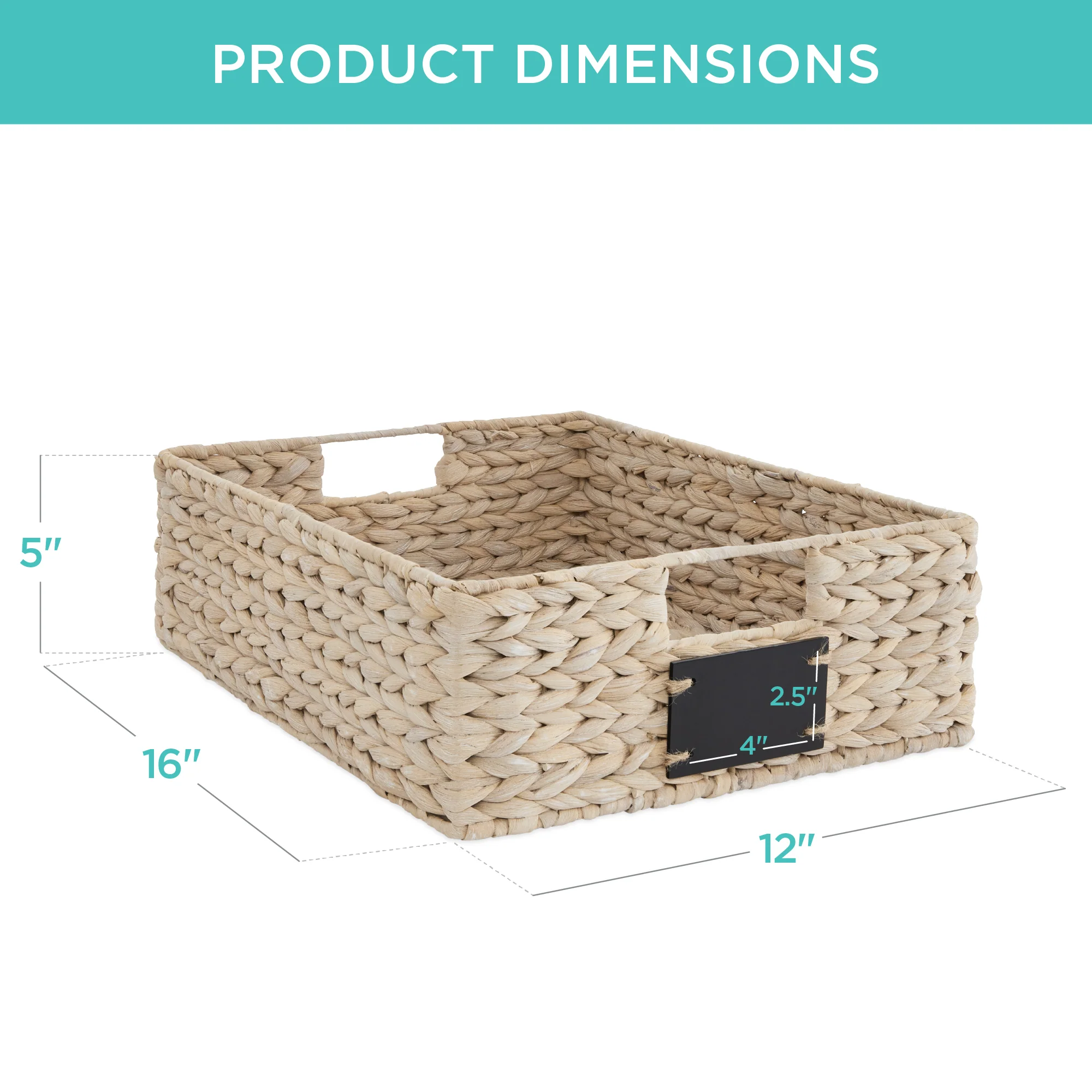 Set of 4 Water Hyacinth Pantry Baskets w/ Chalkboard, Chalk Marker - Image 21