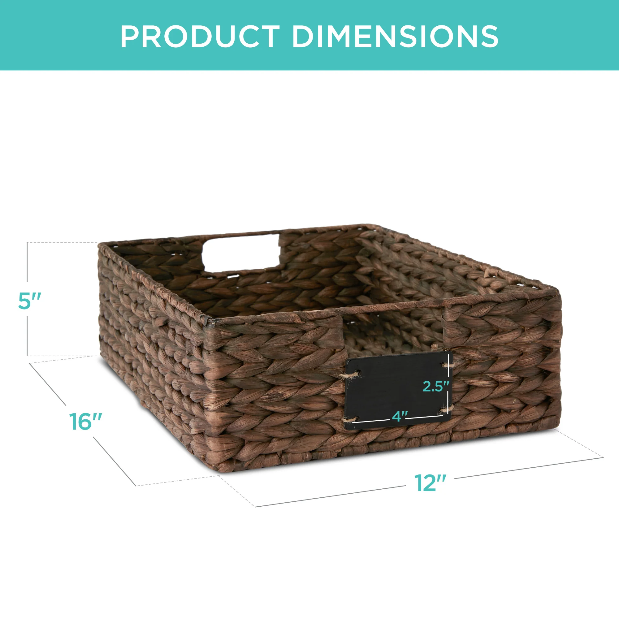 Set of 4 Water Hyacinth Pantry Baskets w/ Chalkboard, Chalk Marker - Image 42