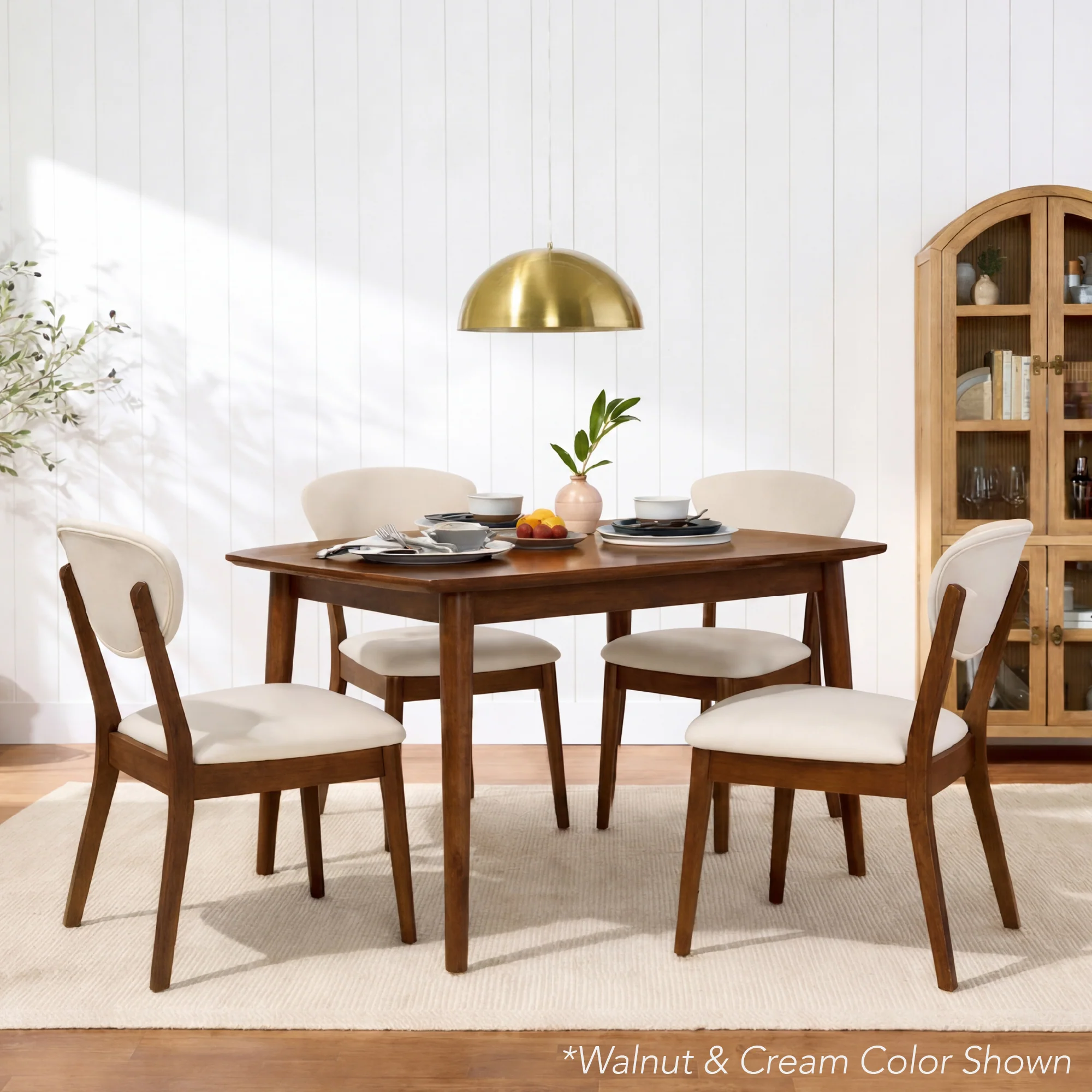 Set of 4 Wooden Dining Chairs, Wood Modern Farmhouse Upholstered Chairs - Image 3