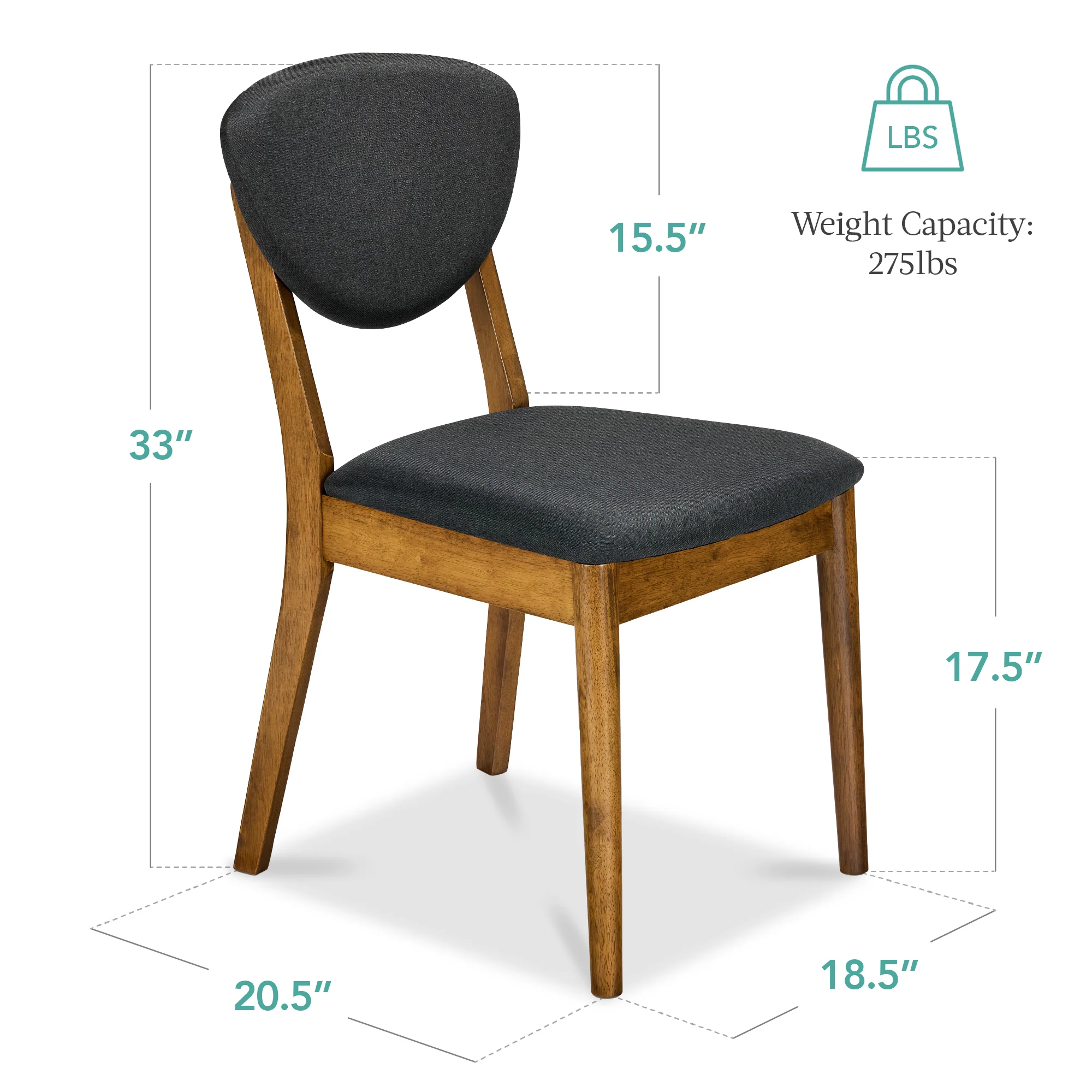 Set of 4 Wooden Dining Chairs, Wood Modern Farmhouse Upholstered Chairs - Image 9